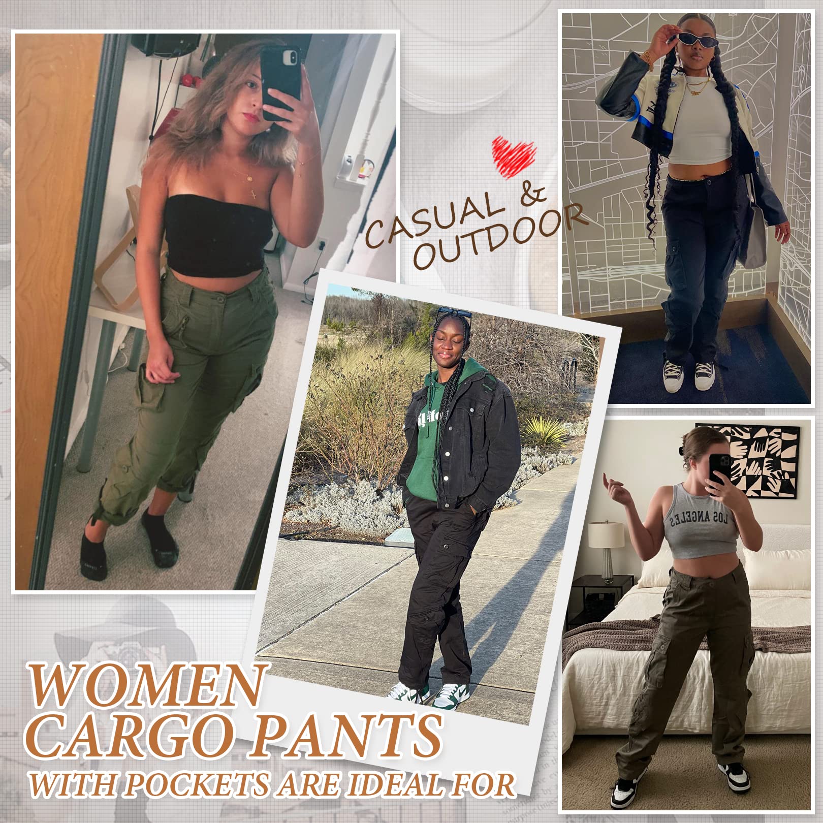 Alfiudad Women's Cargo Pants with Multiple Pockets - Casual Military Tactical Work Pants for Hiking, Outdoor Adventures & Everyday Wear