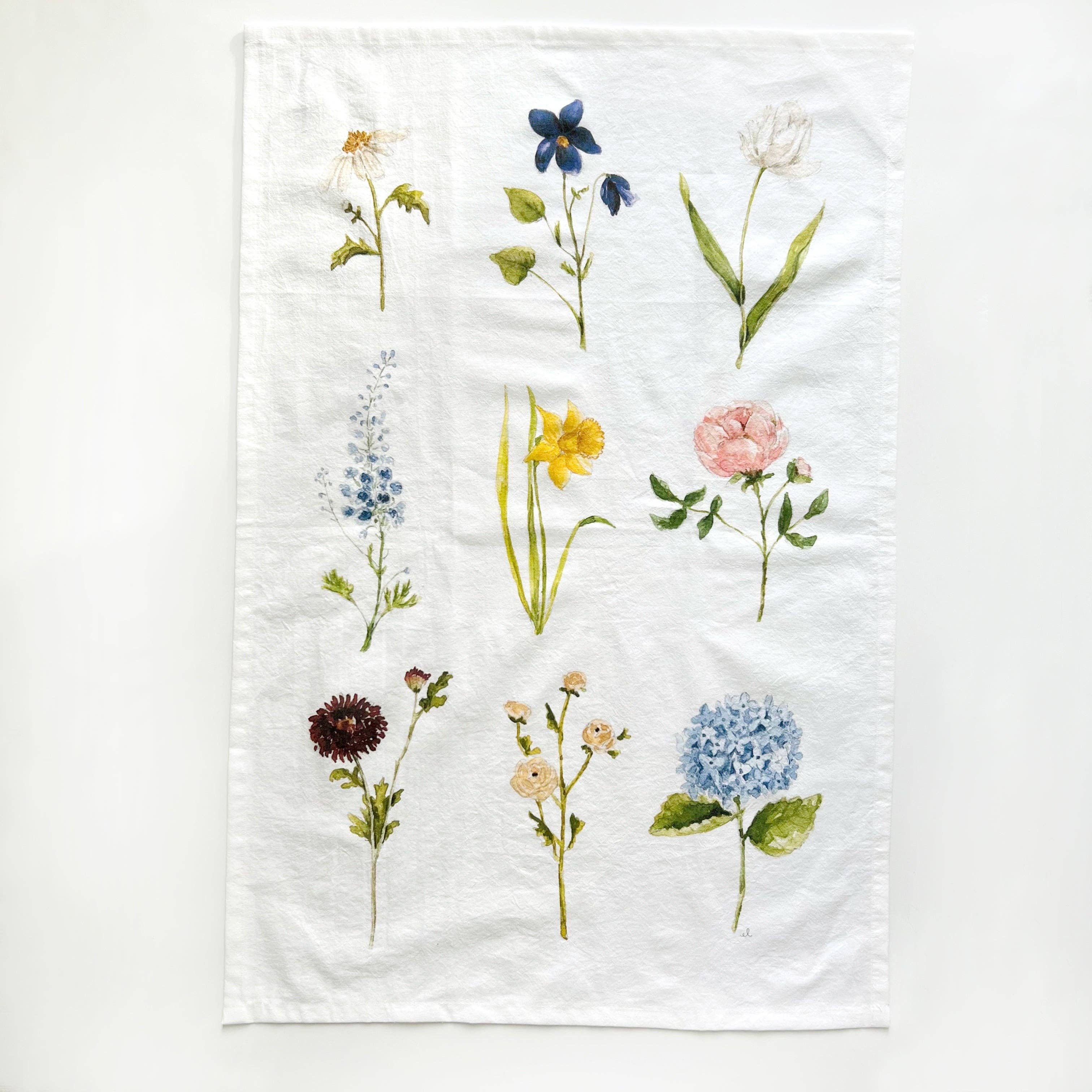 Premium Garden Flowers Tea Towel Set - 100% Cotton Absorbent Kitchen Towels for Drying Dishes & Decor - Perfect for Farmhouse, Cottagecore & Spring Home Decor