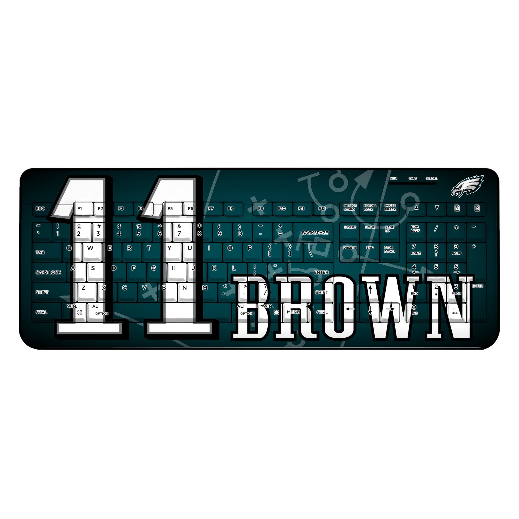 A.J. Brown Philadelphia Eagles Wireless USB Keyboard - Compact 2.4GHz Wireless Keyboard for PC/Laptop with Plug-and-Play USB Receiver - Perfect for Gaming, Office Work & Home Use