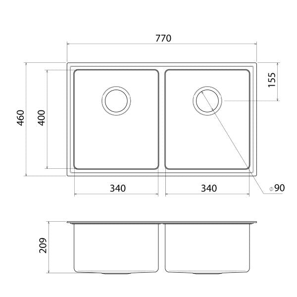 Caroma Urbane II Double Bowl Kitchen Sink in Gunmetal Finish - Modern Design for Contemporary Kitchens & Home Renovations