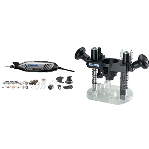Dremel 4300 Rotary Tool Kit with LED Light & 335 Plunge Router Attachment - Perfect for Woodworking, Metal Engraving, and DIY Craft Projects