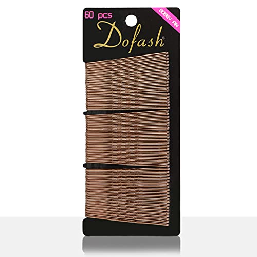 Dofash Brown Wavy Bobby Pins 6CM/2.36IN Large Hair Clips - 60 Count Decorative Hair Accessories for Women & Girls - Perfect for Updos, Braids, and Everyday Hairstyles