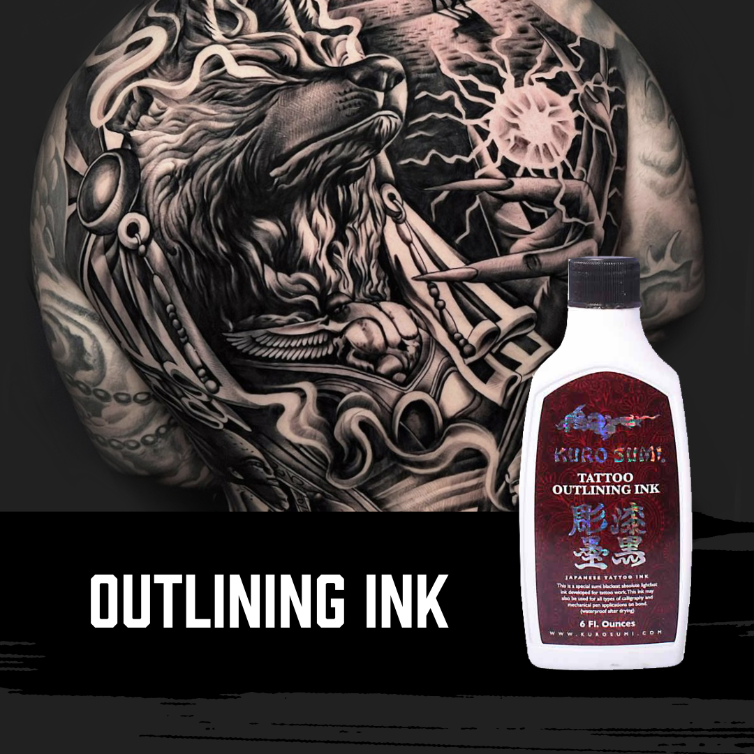 Kuro Sumi Outlining Ink - Professional Tattoo Ink for Precise Lines & Lasting Results | Perfect for Tattoo Artists & Body Art Enthusiasts
