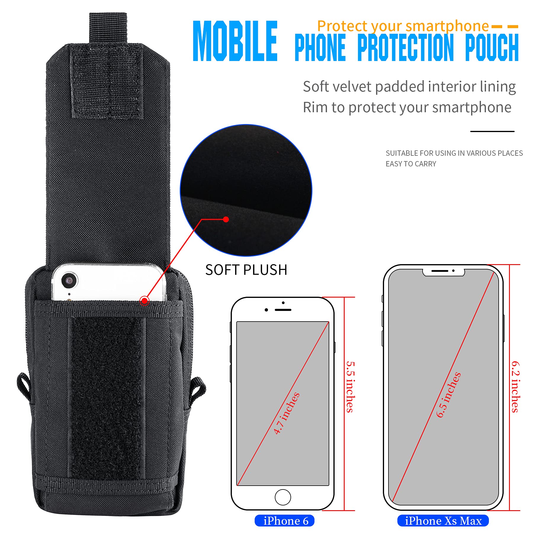 Tactical Phone Pouch with Molle System - Multi-Purpose Utility Belt Pouch for 4.7