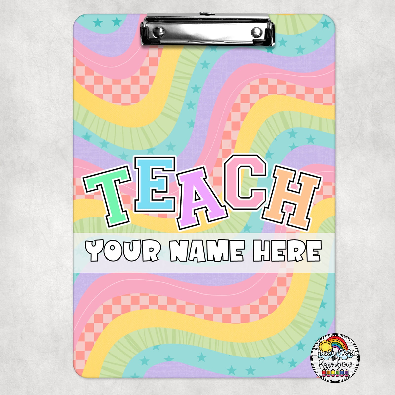 Vintage Rainbow TEACH Clipboard - Colorful Aesthetic School & Office Supplies for Teachers, Students & Professionals - Perfect for Note-Taking, Lesson Planning & Organization