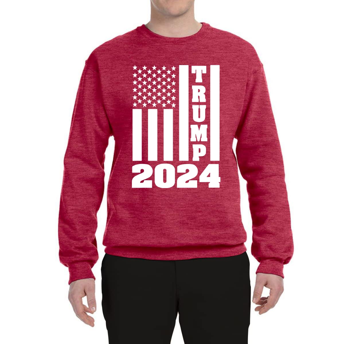 Wild Bobby Trump 2024 USA Flag Re-Election Graphic Sweatshirt - Patriotic Unisex Crewneck Pullover for Political Supporters & Campaign Events