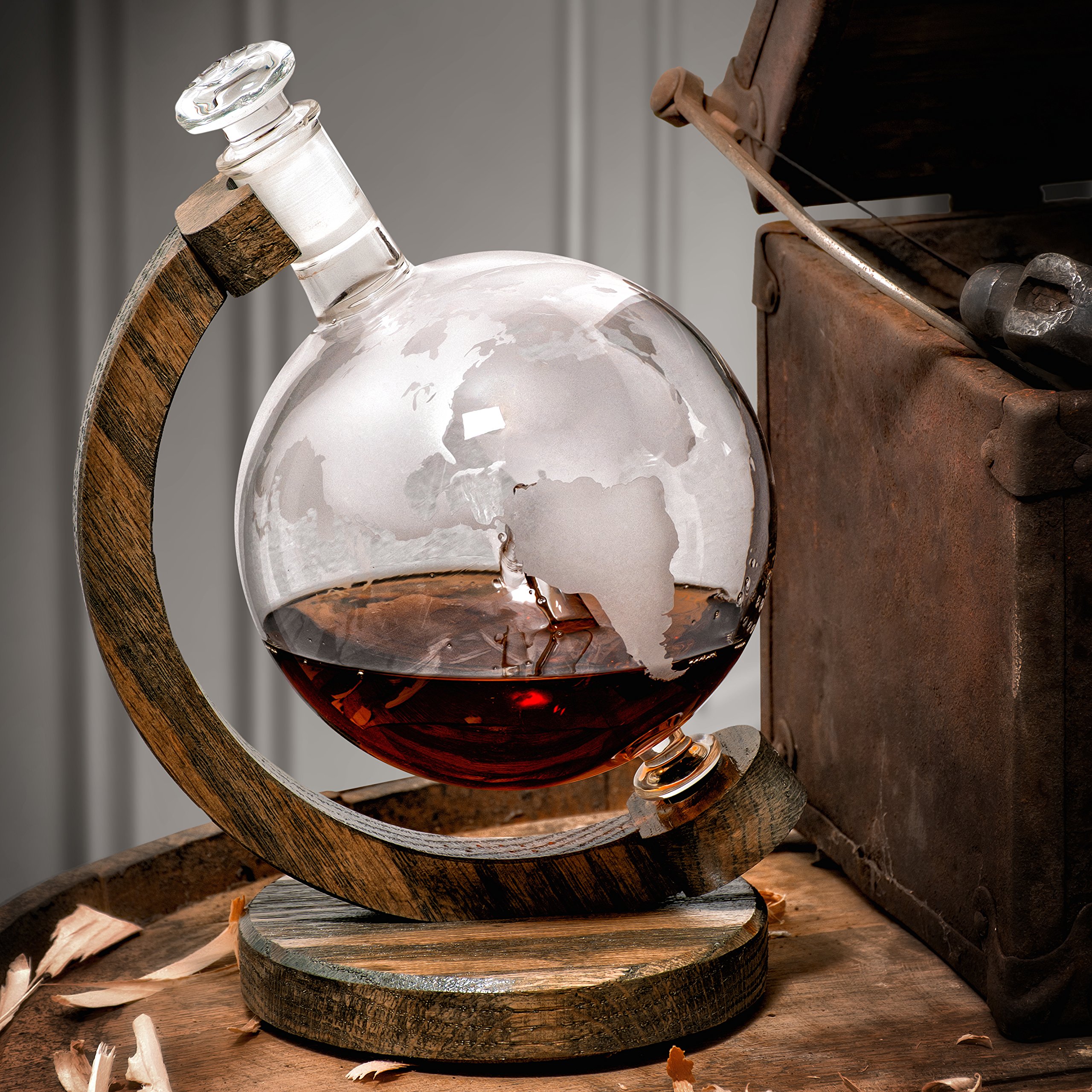Premium Submarine-Themed Whiskey Decanter with Etched Globe Design - 1000ml Bourbon, Rum & Wine Dispenser - Unique Gift for US Navy Submarine Veterans & Whiskey Enthusiasts - Perfect for Home Bars, Military Appreciation Events & Special Occasions