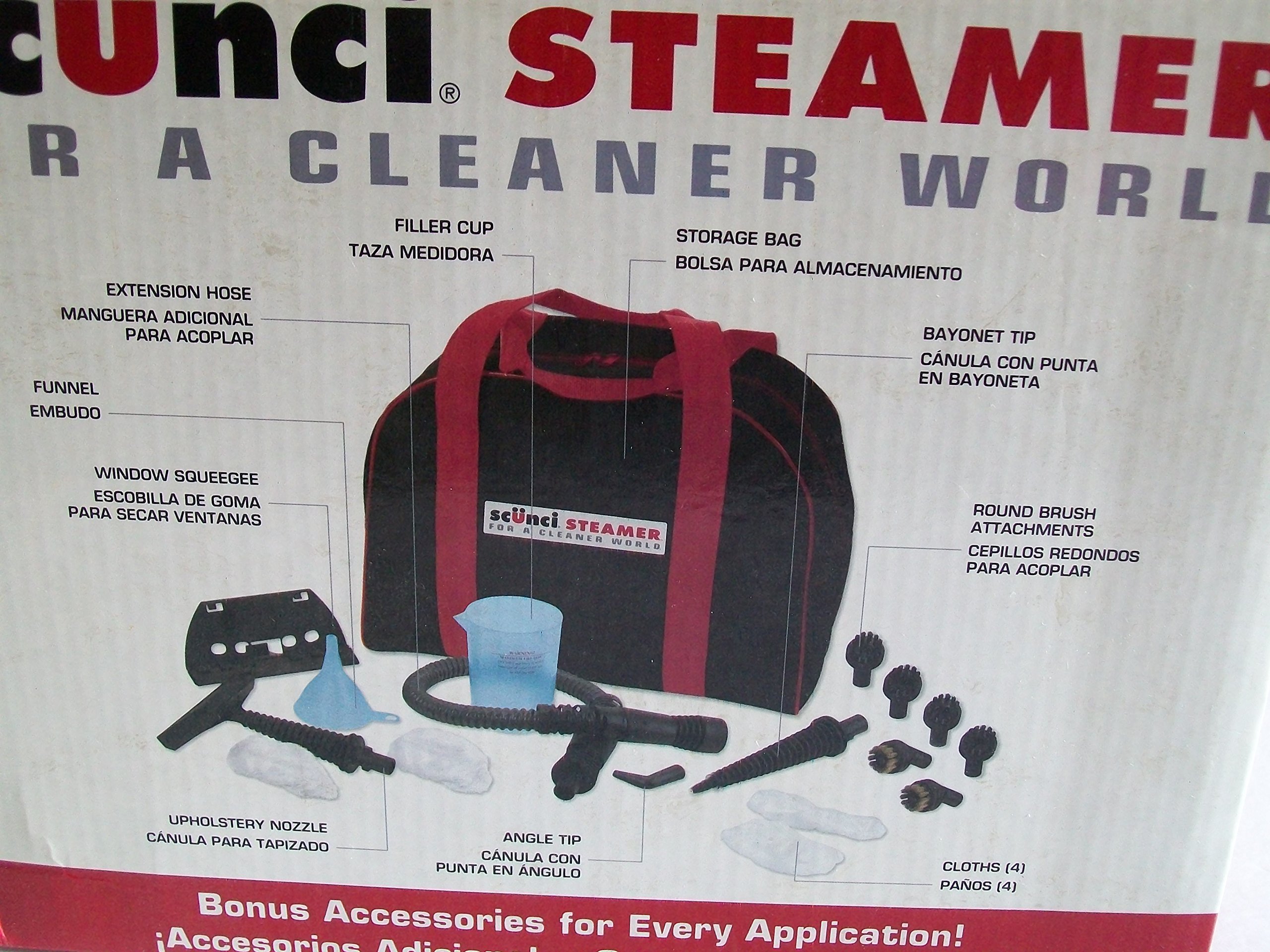 Scunci SS1000 Handheld Steam Cleaner with 5 Attachments - Multi-Surface Cleaning for Floors, Upholstery, Windows & More | Portable Steam Mop for Home, Kitchen, Bathroom & Car Detailing