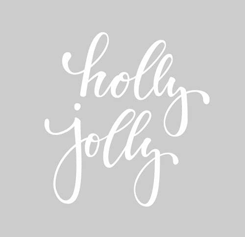 Holly Jolly Christmas Iron On Decal - White Vinyl Fabric Transfer Patch for DIY Holiday Crafts | Perfect for T-Shirts, Bags & Home Decor
