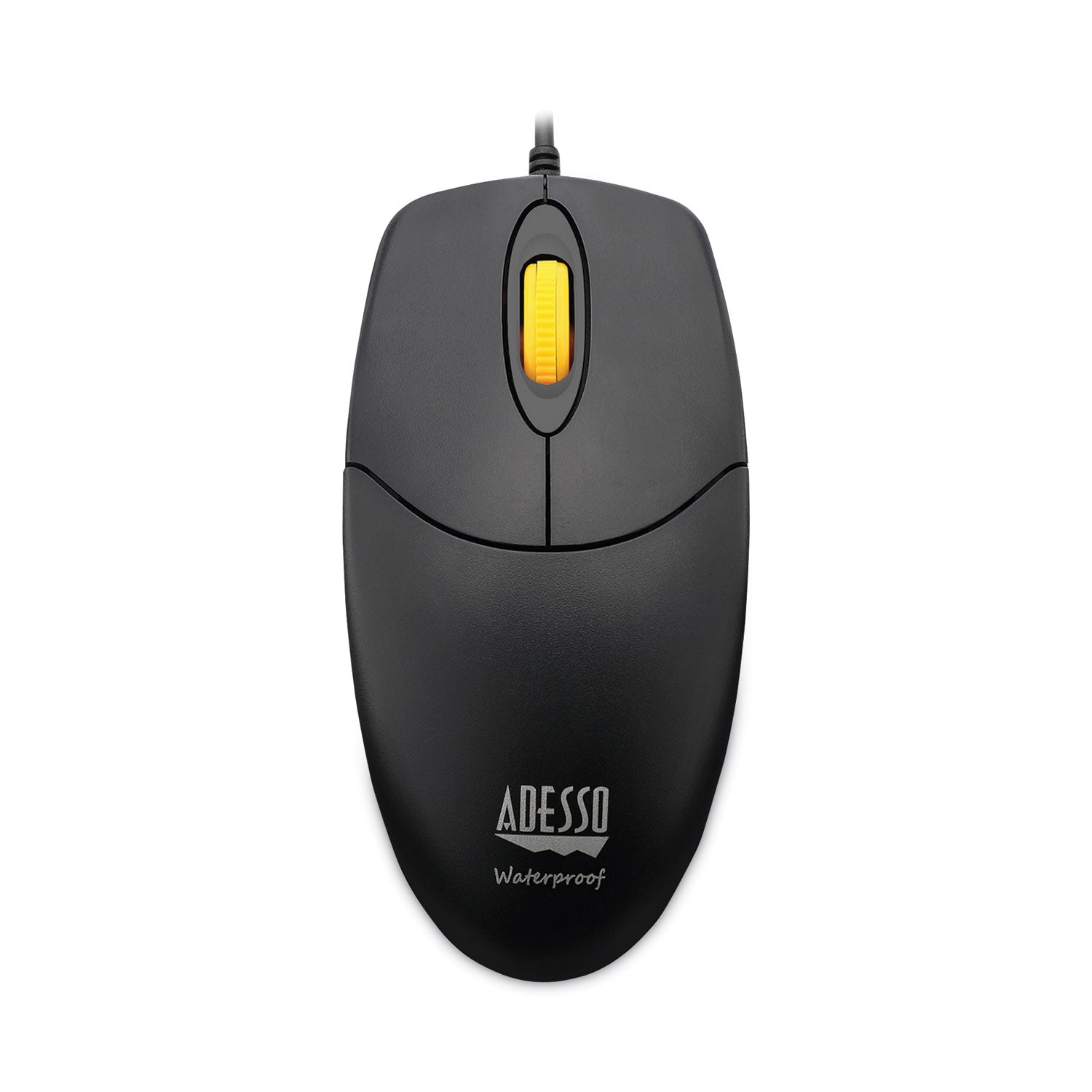 Adesso iMouse W3 Waterproof Antimicrobial Computer Mouse with Magnetic Scroll Wheel - USB 2.0 Ergonomic Mouse for Left/Right Hand Use (Black) - Perfect for Office, Gaming & Hygienic Workspaces