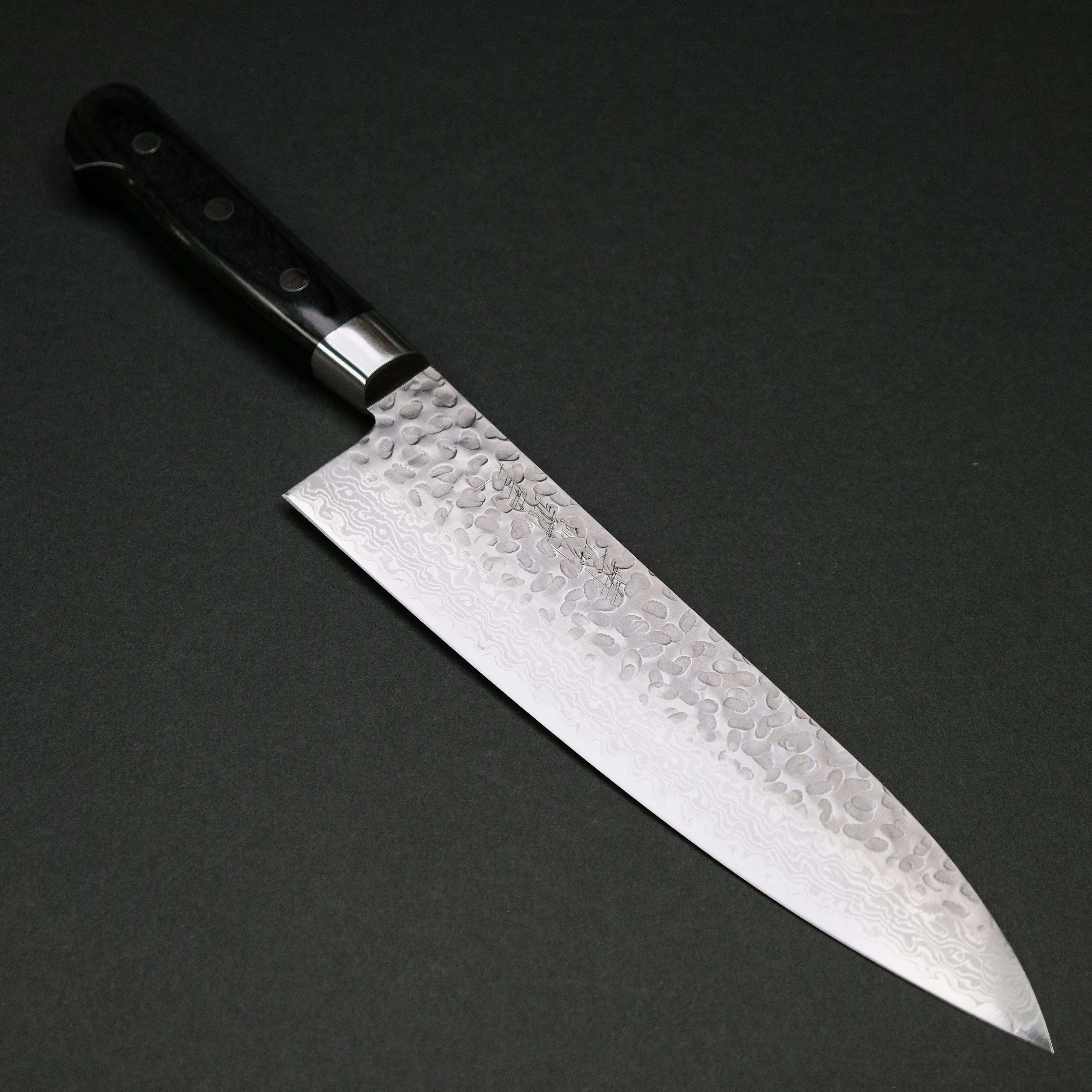 Hitohira Imojiya ST Tsuchime Damascus Gyuto 210mm Japanese Chef Knife with Pakka Wood Handle - Perfect for Sushi, Meat Slicing & Professional Kitchen Use