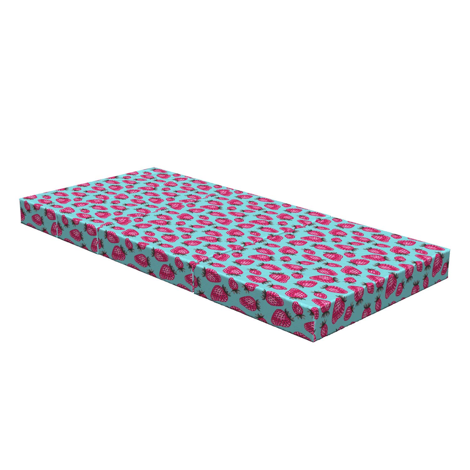 Ambesonne Strawberry Print Foldable Mattress - Modern Abstract Fruit Design, 74.8