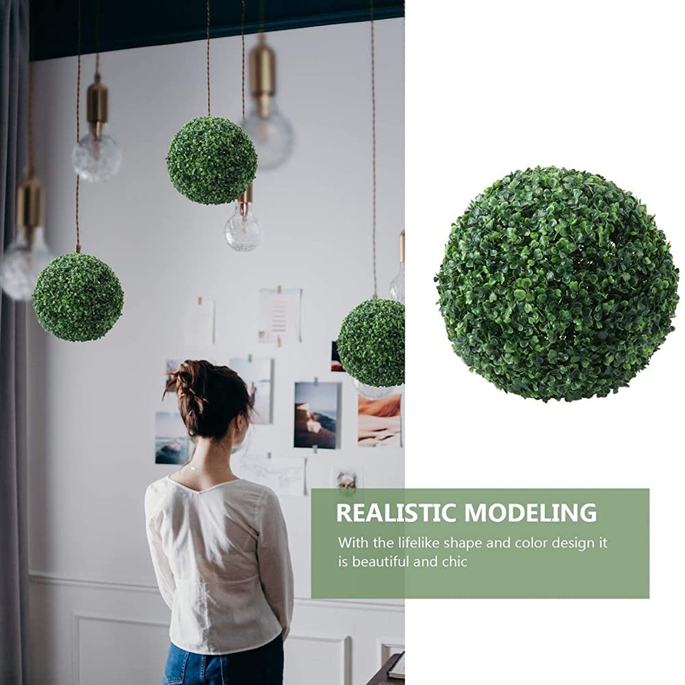 Artificial Boxwood Topiary Ball - Faux Greenery Decorative Hanging Plant for Indoor & Outdoor - Perfect for Backyard, Balcony, Garden, Wedding & Home Decor - Adds Elegance to Parties, Events and Living Spaces