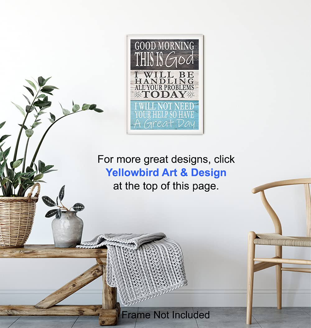 Religious Wall Decor - Christian Gifts for Women & Men - Catholic Home Decor - Inspirational Bible Quotes Sign - Faith-Based Wall Art in Light Blue | Perfect for Church, Bedroom & Spiritual Spaces