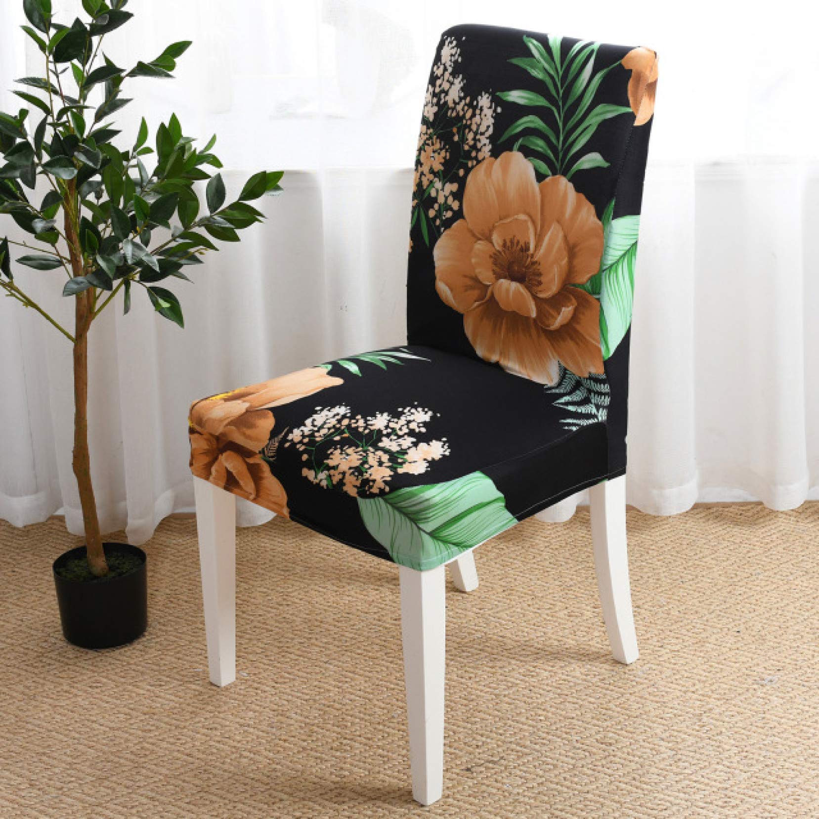 YURASIKU 1/2/4/6PCS Waterproof Printed Stretchable Chair Covers - Removable & Washable Dining Chair Slipcovers for Banquet, Hotel, Restaurant & Home Use - Perfect for Parties, Weddings & Everyday Dining Protection