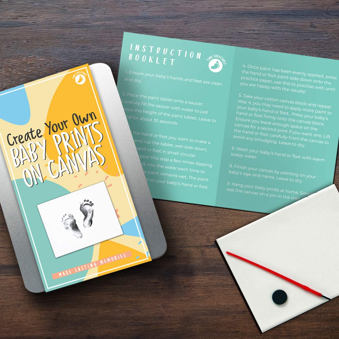Baby Handprint & Footprint Keepsake Canvas Gift Box - Personalized Newborn Memory Art for Parents - Perfect for Baby Showers, Christenings & First Birthdays