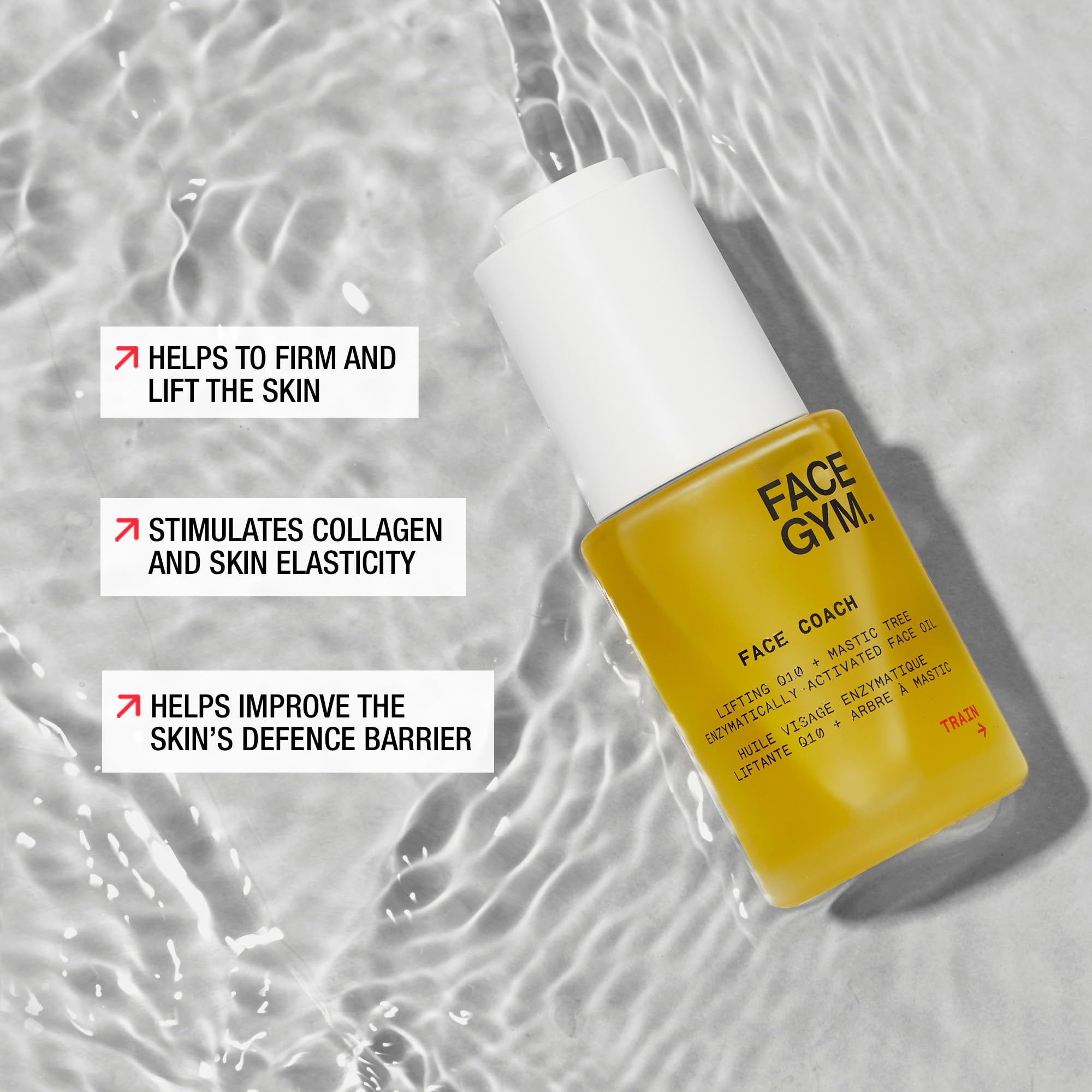 FACEGYM Face Coach Enzymatically-Activated Face Oil with Lifting Q10 & Mastic Tree - Rejuvenating & Hydrating Lightweight Serum for Wrinkle Reduction & Skin Boost - 1.01 Fl Oz - Perfect for Daily Anti-Aging Routine & Nighttime Skincare Regimen