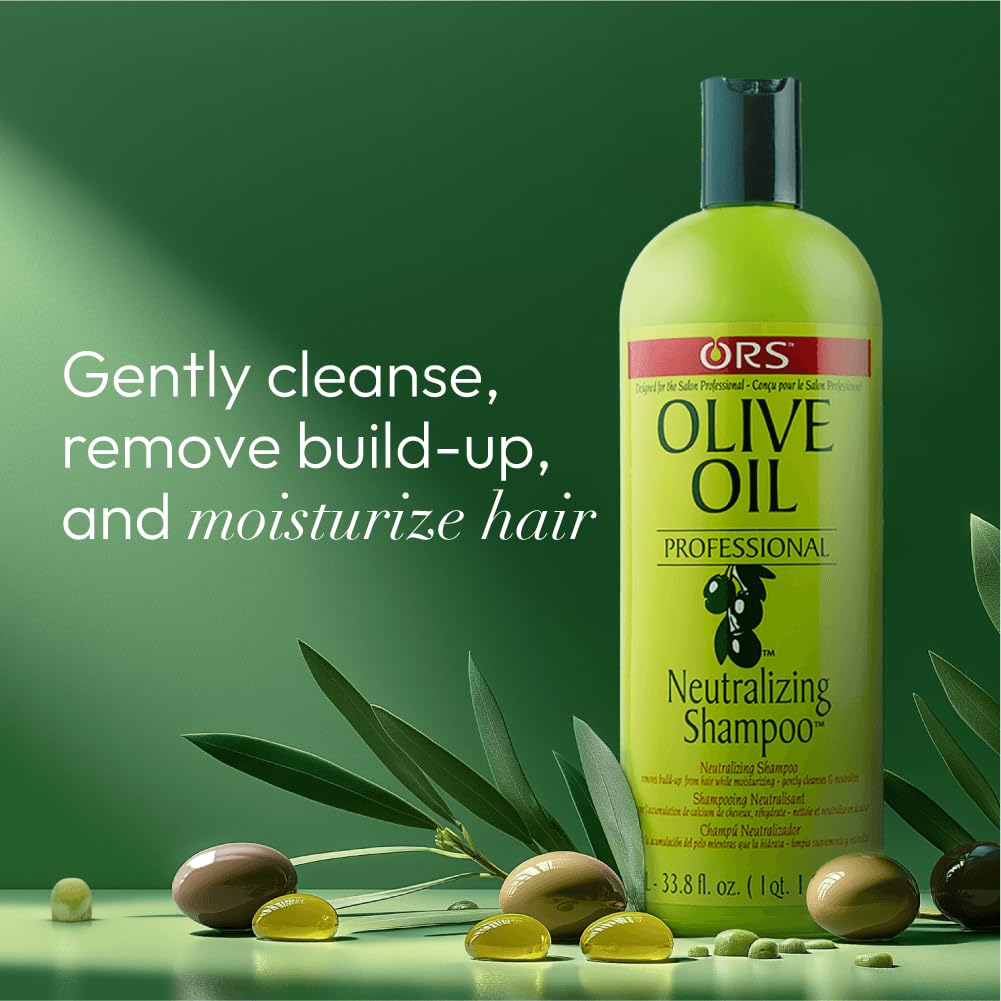 ORS Olive Oil Professional Neutralizing Shampoo for Damaged Hair - 33.8 oz (1 Pack) | Sulfate-Free, Deep Hydration & Repair | Perfect for Color-Treated, Chemically Processed or Dry Hair