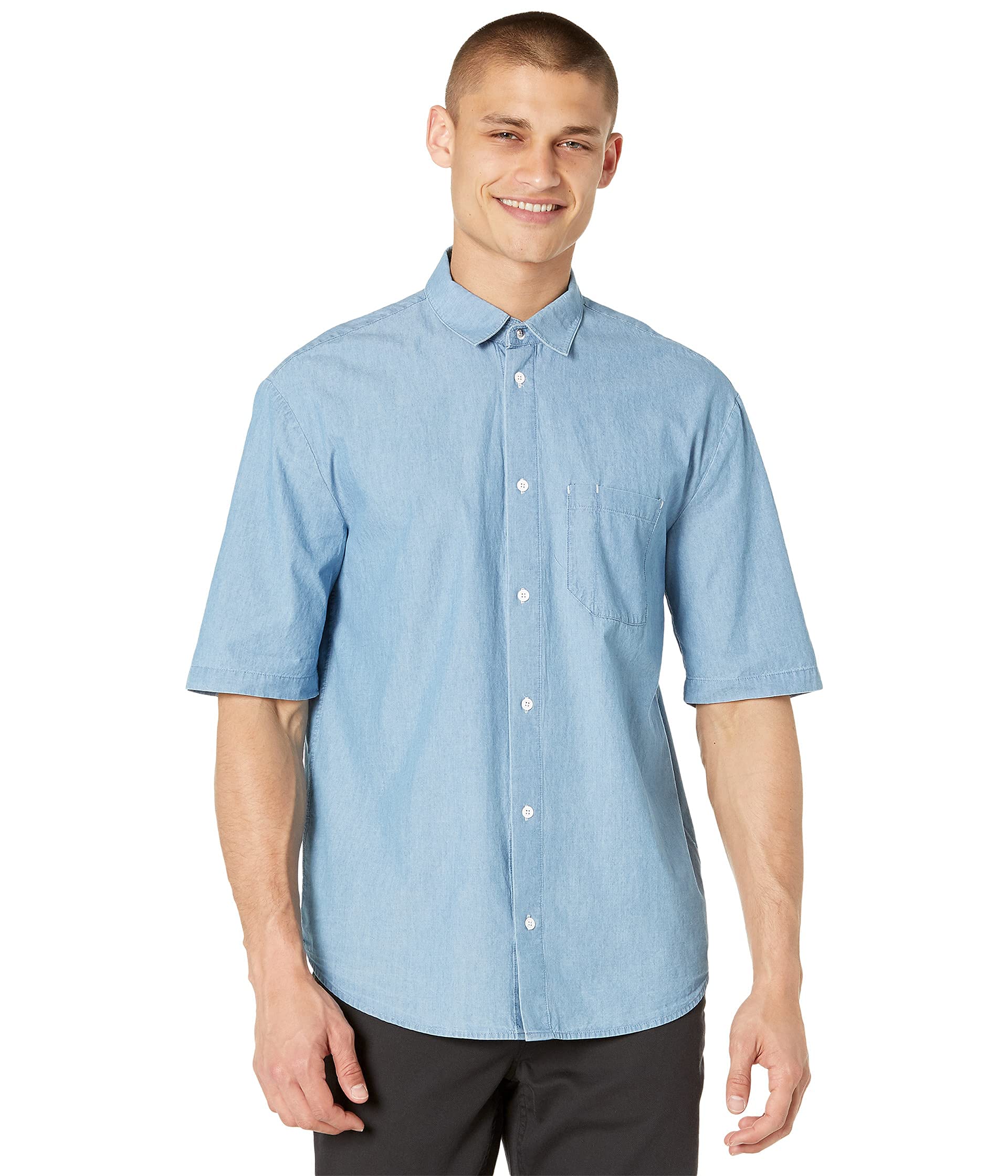Scotch & Soda Men's Convertible Collar Short Sleeve Casual Shirt - Breathable & Stylish for Summer, Office, and Outdoor Activities