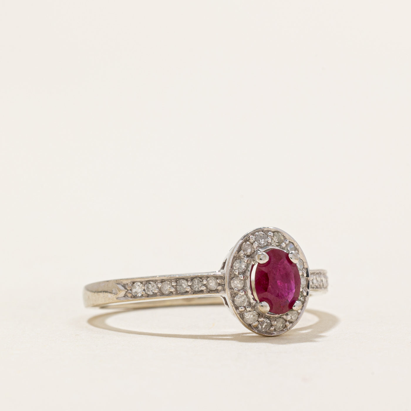 Oval Cut Ruby & Diamond Halo Engagement Ring 0.22ct 0.06ctw Size 6 - Perfect for Wedding, Anniversary & Valentine's Day Gifts