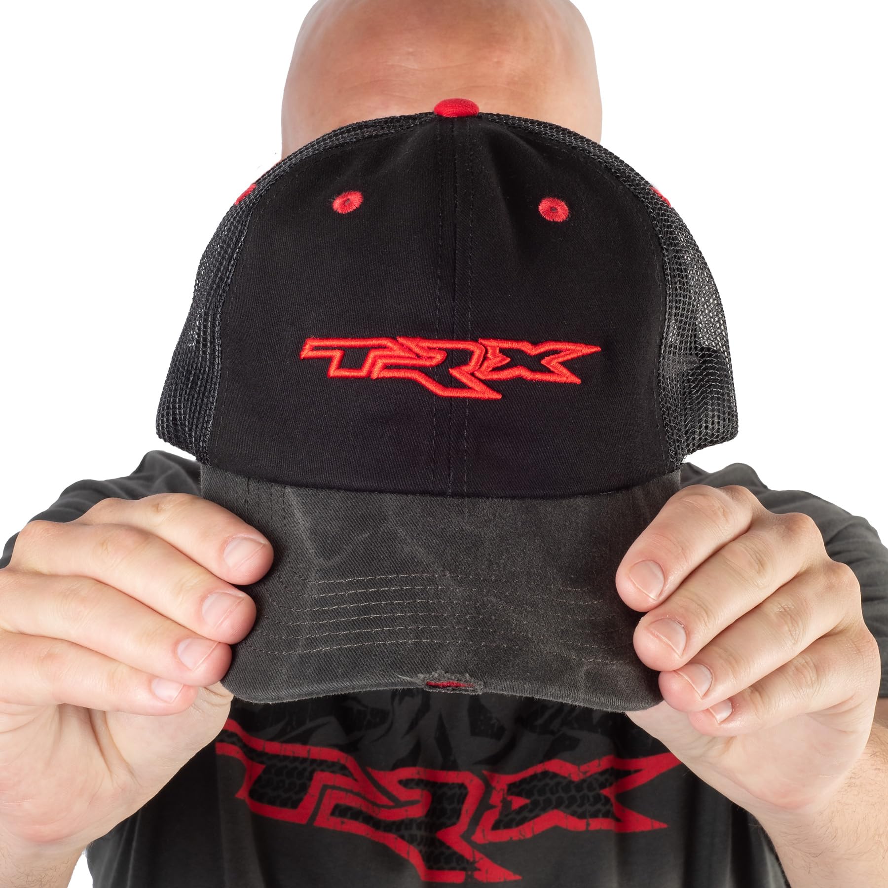 RAM Trucks Distressed TRX Custom Trucker Hat - Unstructured 6-Panel, One Size Black - Perfect for Outdoor Adventures and Casual Wear