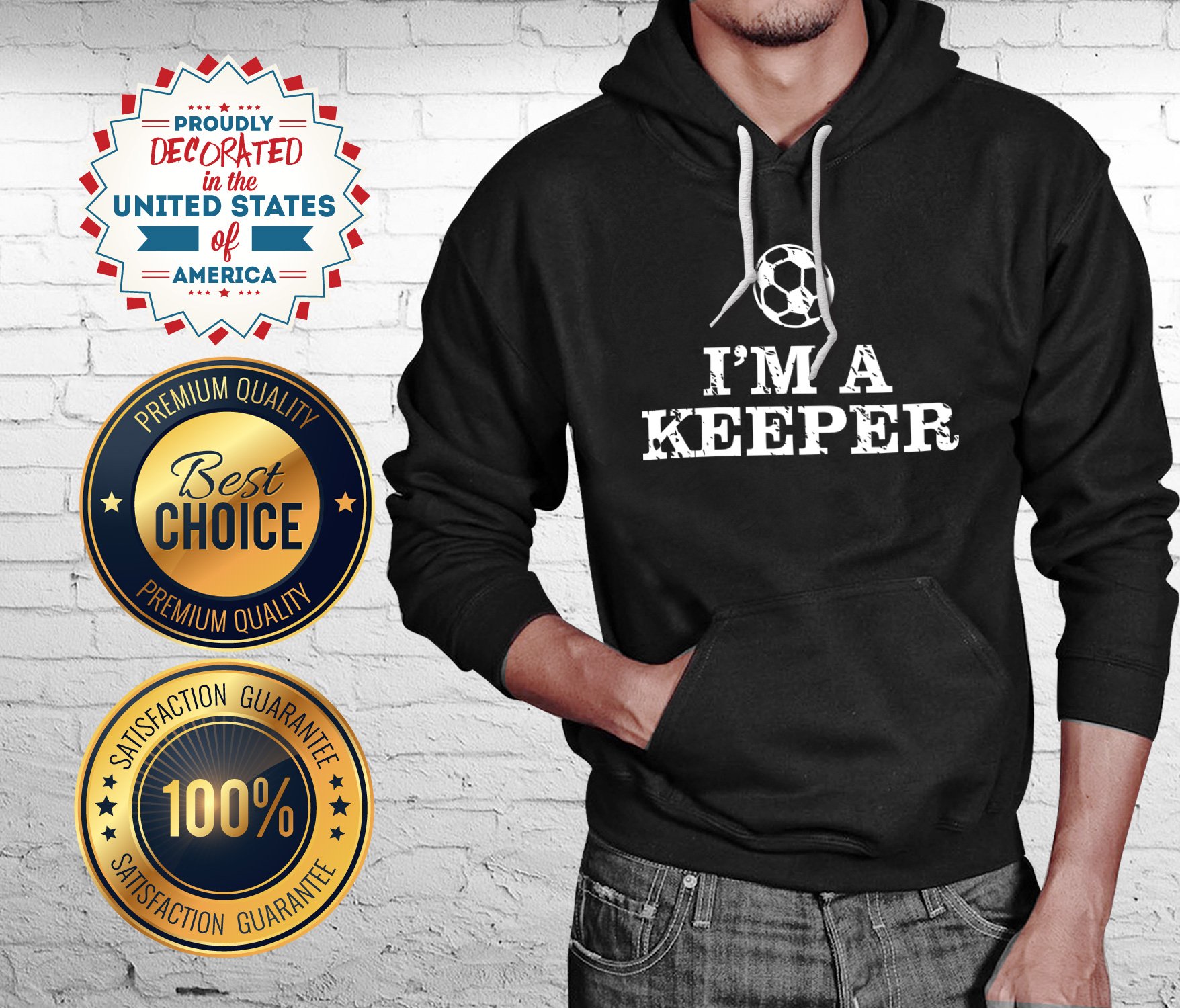 Bad Bananas I'm A Keeper Soccer Hoodie - Unisex Pullover Sweatshirt for Men & Women - Charcoal Gray Medium - Perfect Soccer Player Gift for Coaches, Fans & Athletes - Great for Games, Training & Casual Wear