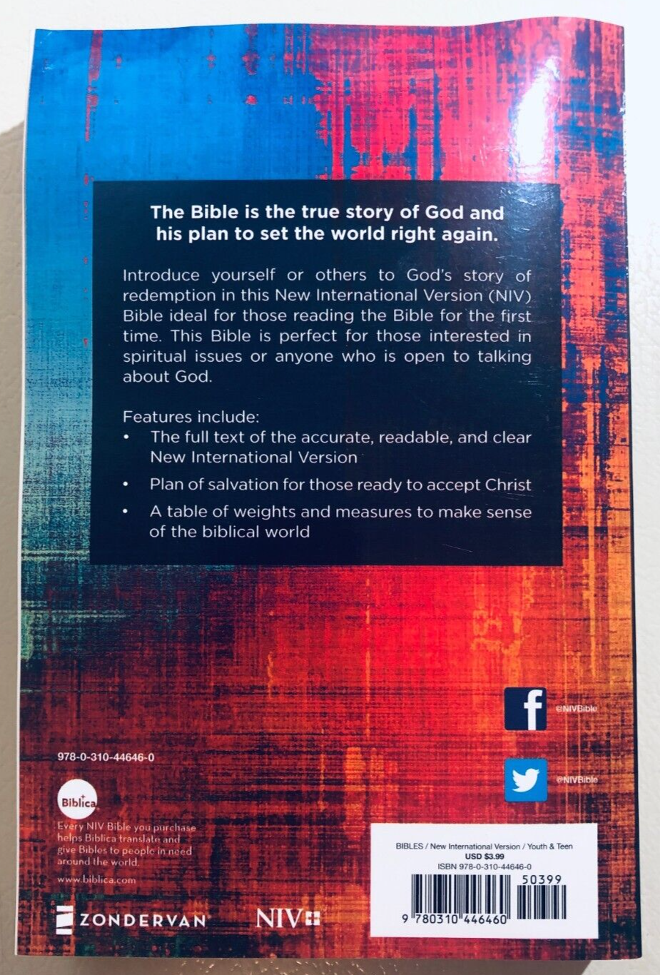 NIV Outreach Bible [Student Edition] by Zondervan - Paperback, 2017 | Easy-to-Read Bible for Teens & Young Adults | Perfect for School, Church & Personal Study