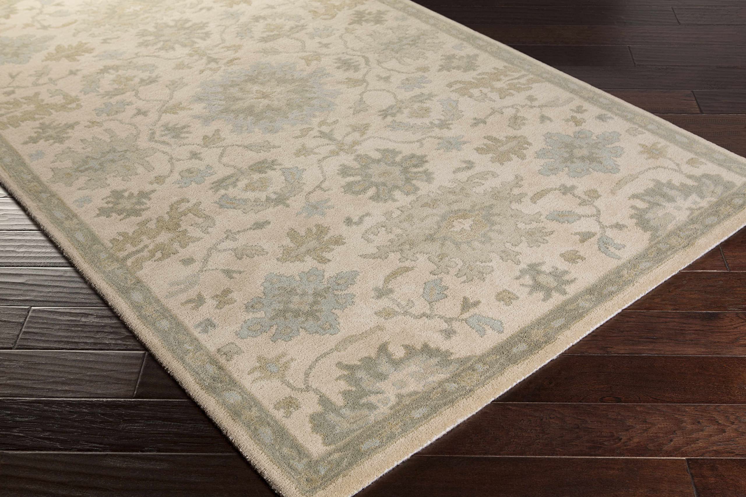 Premium Hauteloom Gainesboro Wool Area Rug for Living Room & Bedroom - Traditional Green, Beige, Blue - 9'9