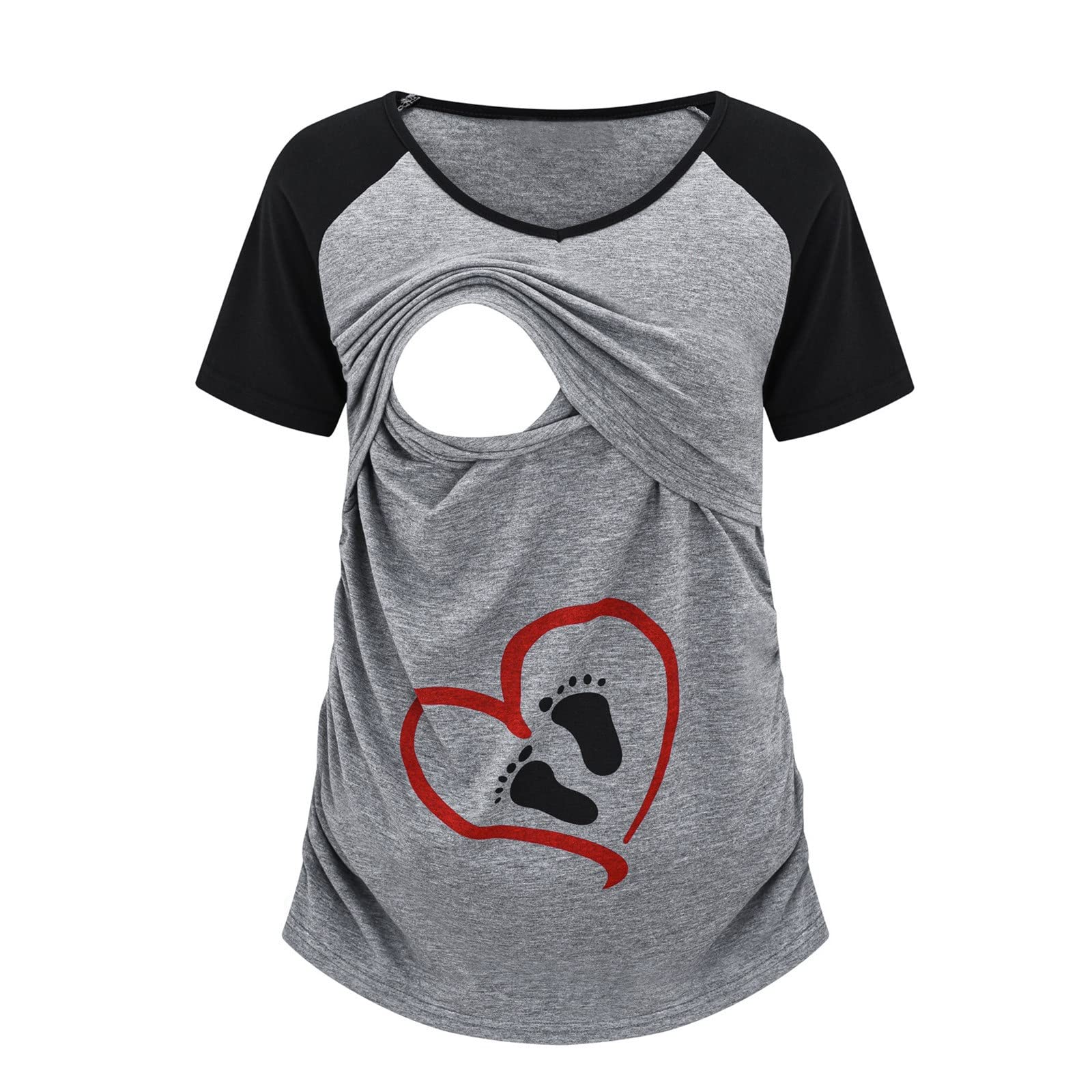 Women's Maternity Summer Short Sleeve Nursing Top - Cute Printed Breastfeeding Shirt for Pregnancy & Nursing - Soft Cotton Maternity Tee - Perfect for Casual Wear, Outings & Nursing Comfort