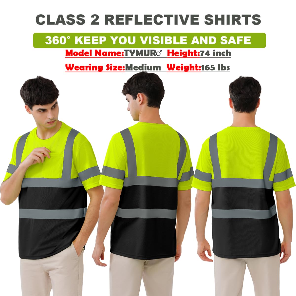 Men's Safety Work T-Shirts - Breathable & Moisture-Wicking Construction Shirts for Summer, Outdoor Work & Athletic Activities | High Visibility & Comfort for Job Sites, Hiking & Sports