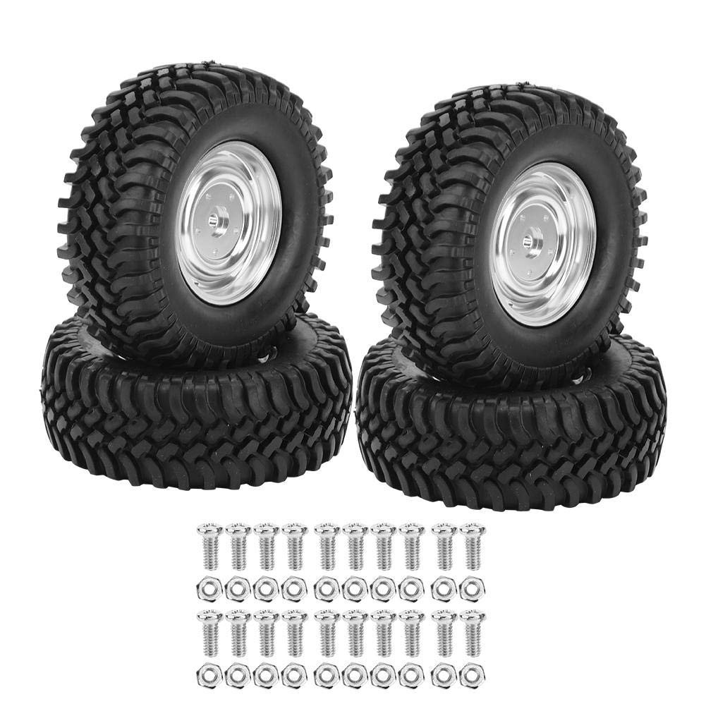 4Pcs 100mm Aluminum Spoke RC Tires - On-Road Racing Rubber Wheels for 1/10 Scale RGT 136100 RC Car (Silver) | Durable Replacement Parts for High-Speed Racing & Drifting