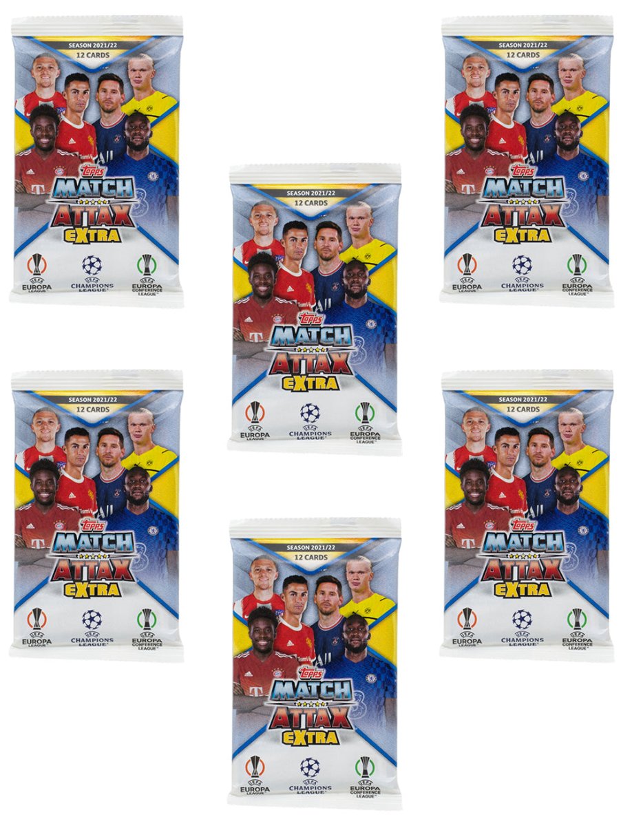 6-Pack UEFA Match Attax Extra 2021/22 Soccer Trading Cards - Complete Set for Collectors & Fans - Perfect for Trading, Gifts & Display