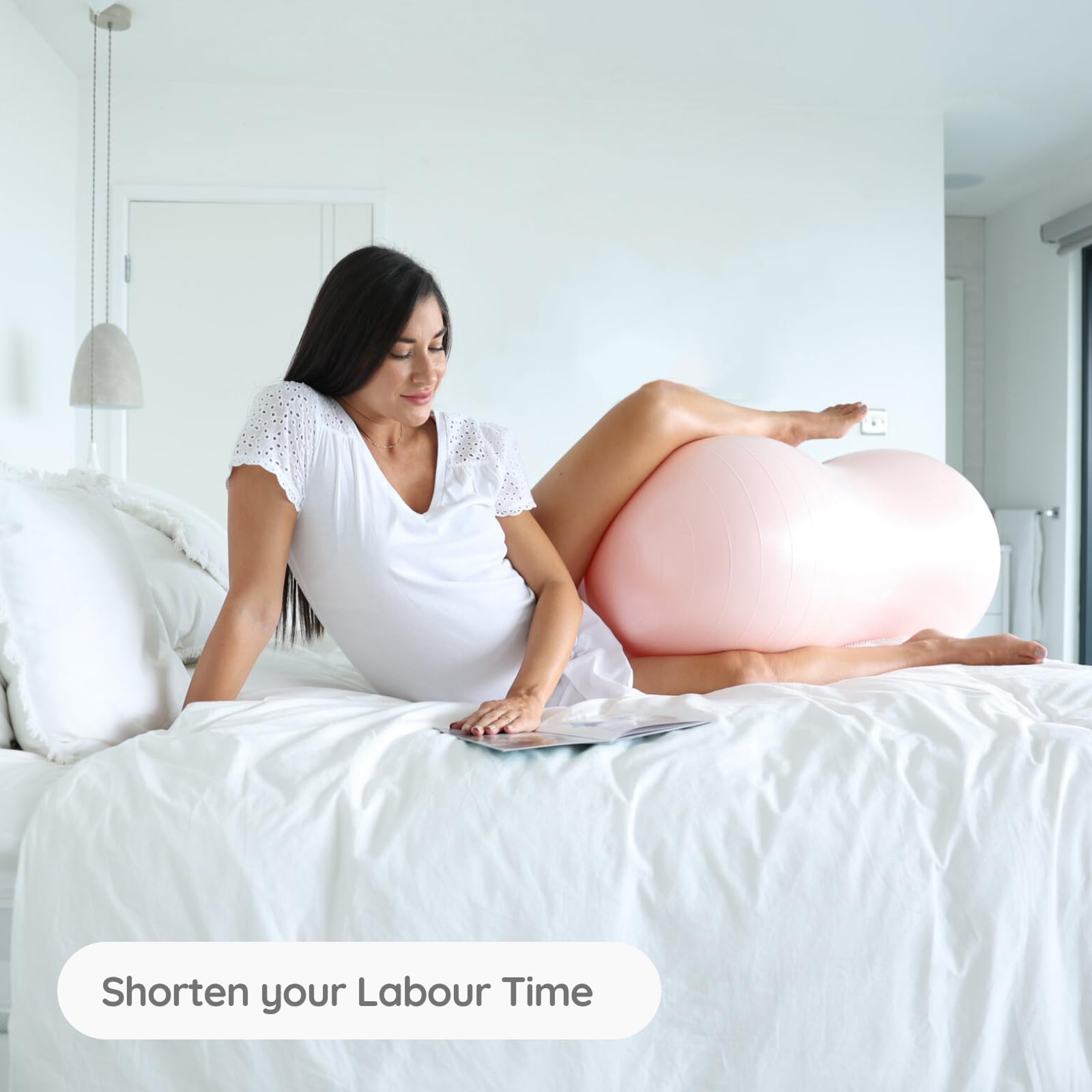 BABYGO® Peanut Ball for Labor & Delivery, Pregnancy Exercise Ball with Foot Pump & Maternity Guide Book | Anti-Burst Birthing Ball for Yoga, Physical Therapy & Postpartum Recovery | Perfect for Home, Hospital & Birth Center Use