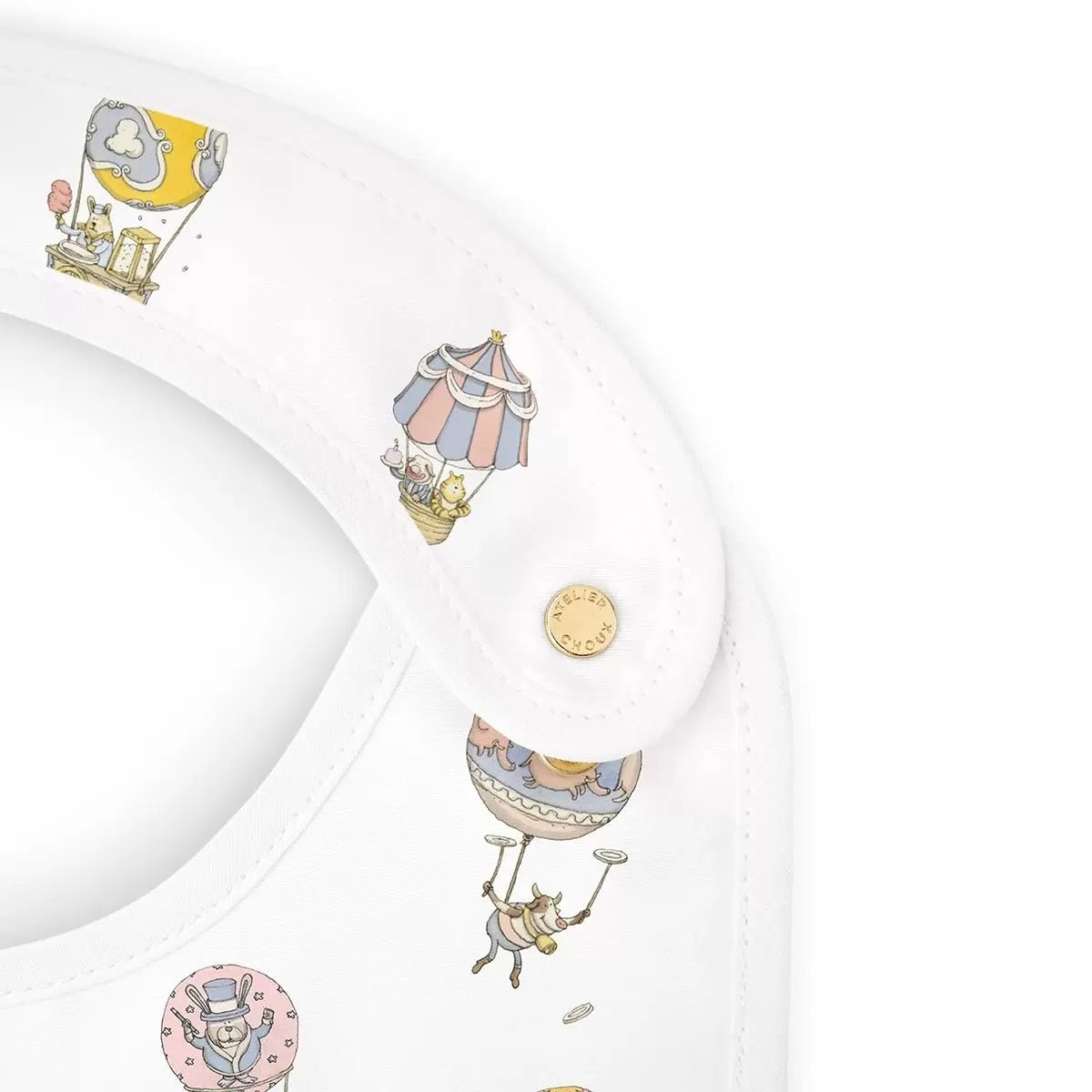 Atelier Choux Satin Bib - Soft Pastel Circus Design - Premium Baby Drool Bibs for Newborns & Toddlers - Perfect for Feeding, Teething & Everyday Use
