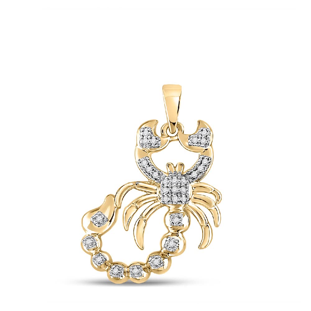 14K Yellow Gold Men's Scorpion Charm Pendant with 1/10 CTTW White Diamonds | Dazzlingrock Collection | Perfect for Birthdays, Anniversaries & Zodiac Gifts