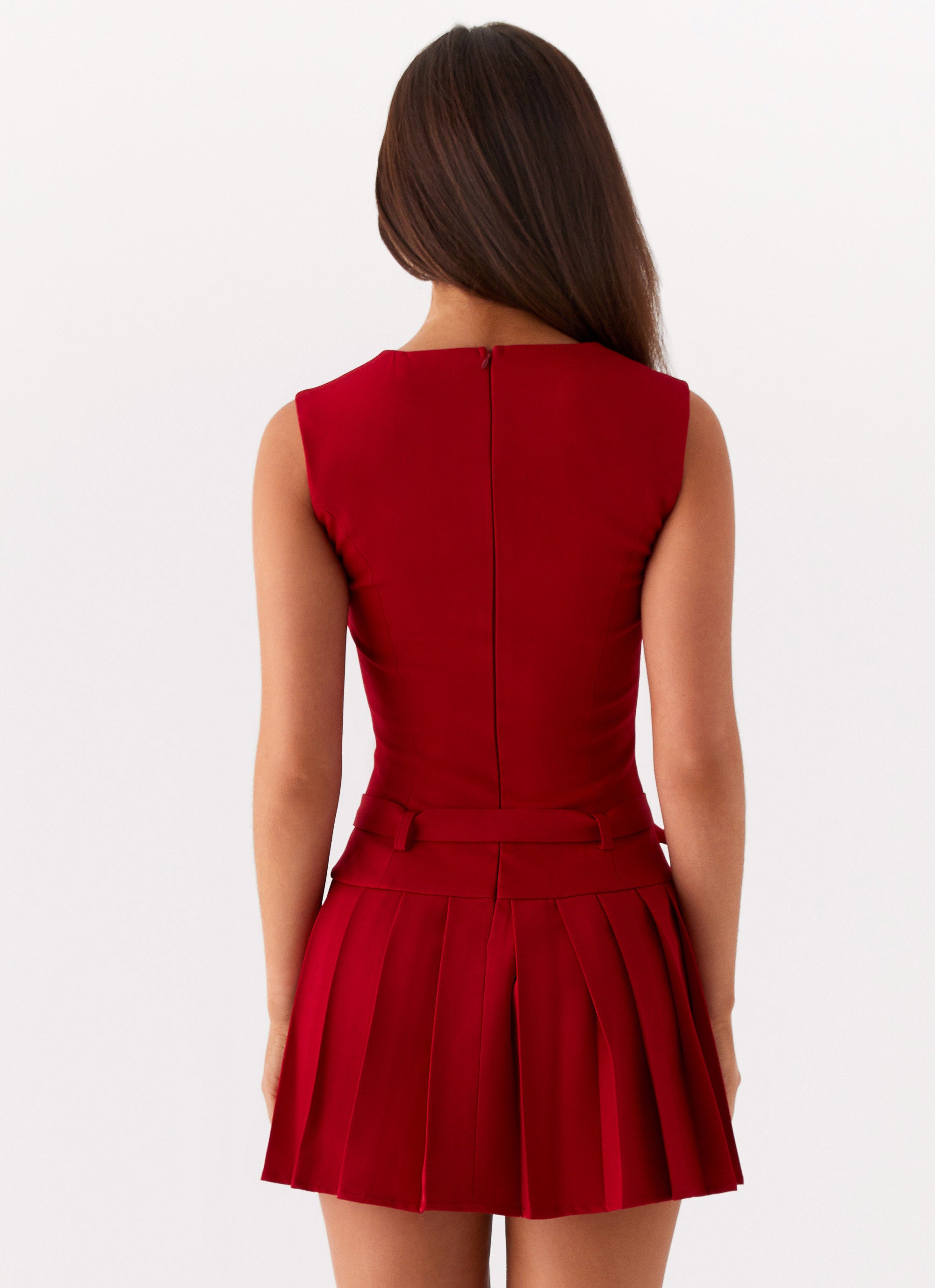 Justina Belted Mini Dress in Red - Women's Sexy Bodycon Party Dress for Night Out, Date Night, and Special Occasions