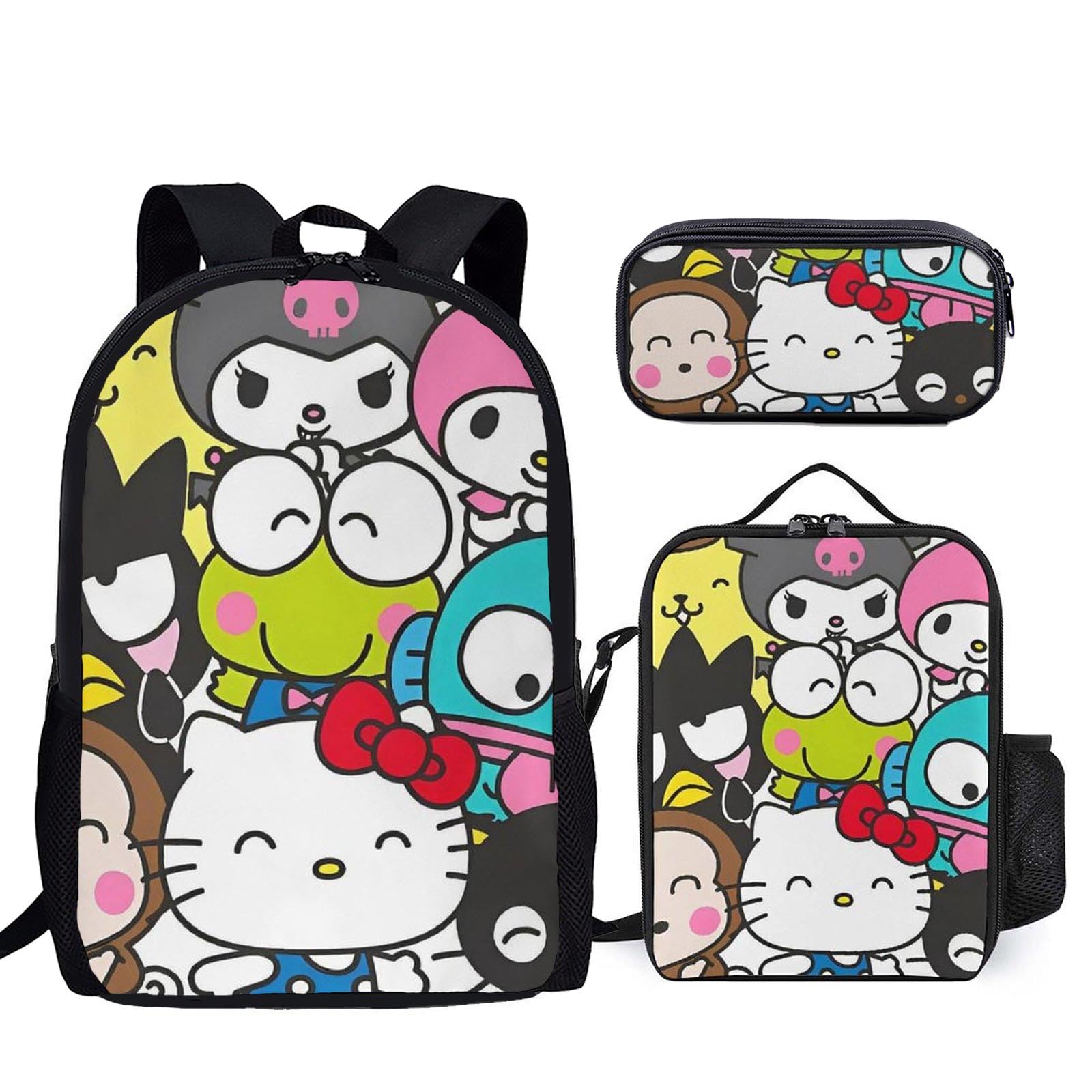 Ehsdde Kawaii Cartoon Backpack Set - 17 Inch Large Capacity School Backpack with Lunch Bag & Pencil Case for Women & Teens, Perfect for Travel, Hiking, College & Daily Use - Cute Gift Idea