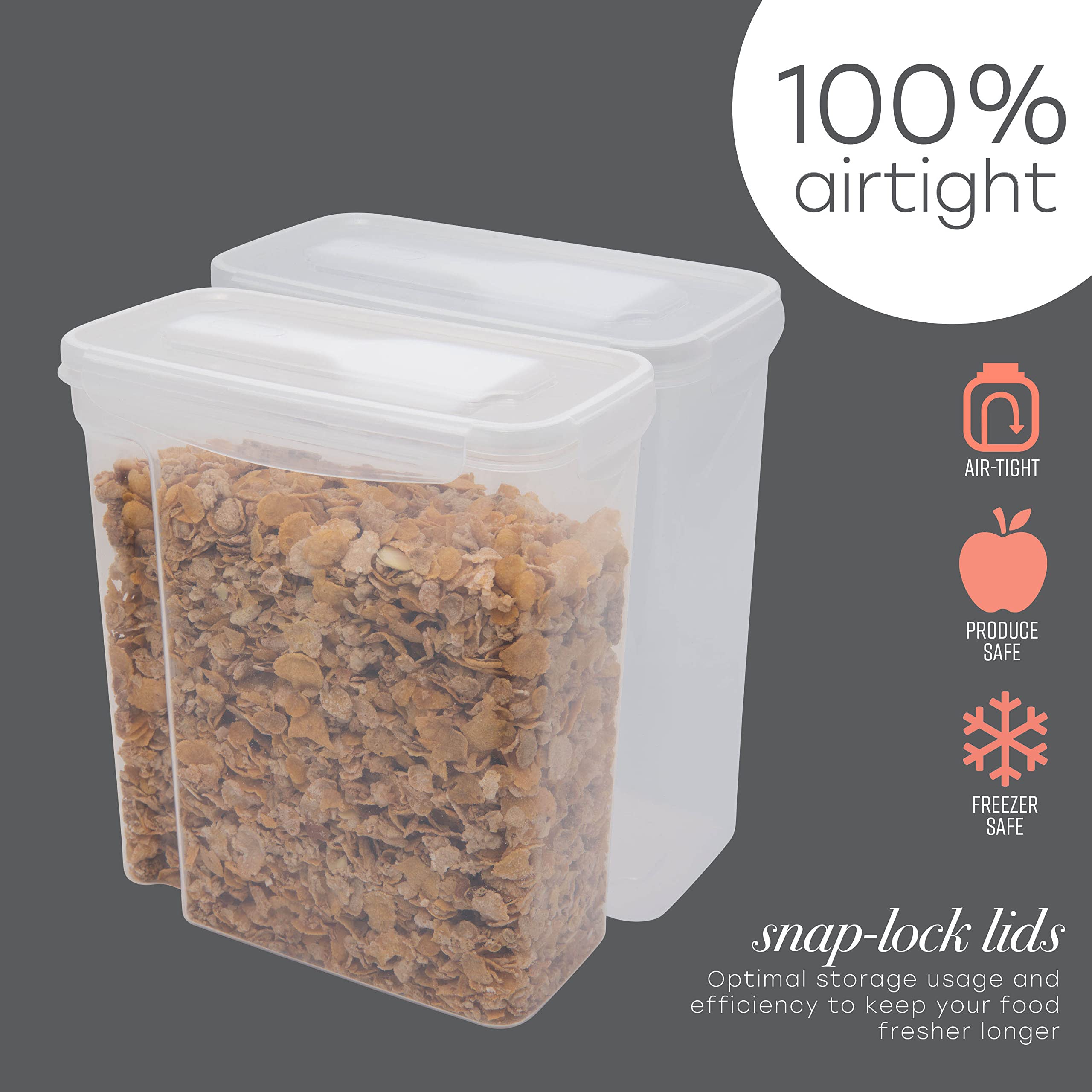 Airtight Large Cereal Storage Container with Scooper - Clear Food Tin for Kitchen & Pantry Organization | Keeps Cereals, Snacks, and Dry Goods Fresh | Perfect for Breakfast, Baking, and Meal Prep