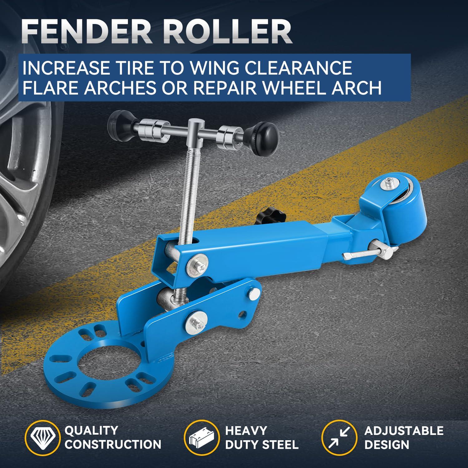 Auto Dynasty Heavy Duty Fender Roller Tool - Professional Wheel Rolling, Flaring & Reforming Kit for Car Body Repair (Blue) | Perfect for DIY Auto Maintenance & Custom Car Modifications