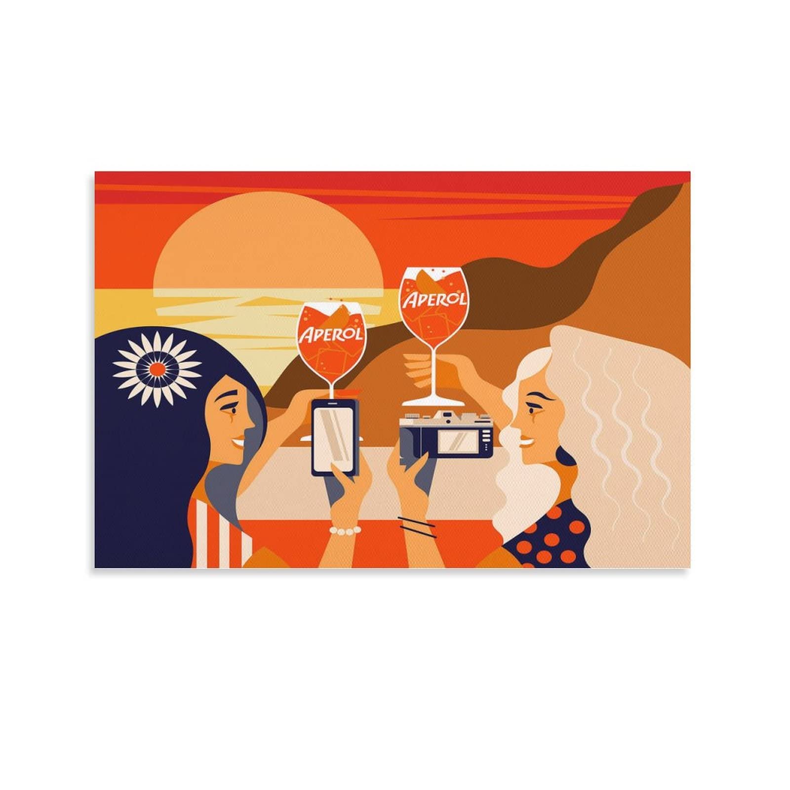 Vintage Aperol Summer Party Poster - Creative Wall Art Canvas Painting for Living Room & Bedroom Decor - 16x24 Inch (40x60cm) Unframed - Perfect for Home, Bar, Cafe, and Office Wall Decoration