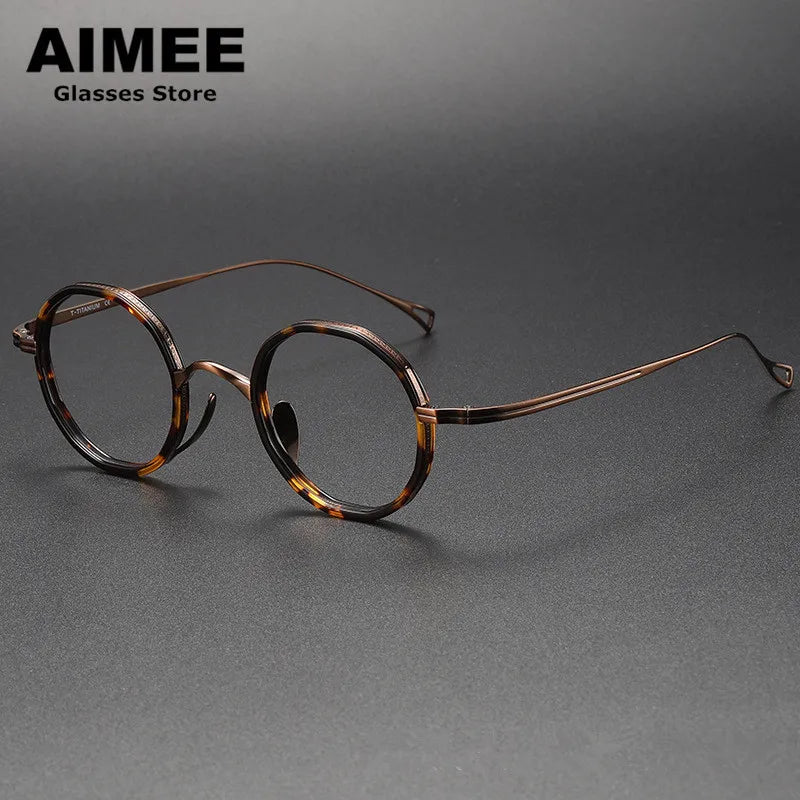 Aimee Women's Full Rim Round Titanium Acetate Eyeglasses 480871 - Lightweight & Durable Frame for Work, Reading & Everyday Use