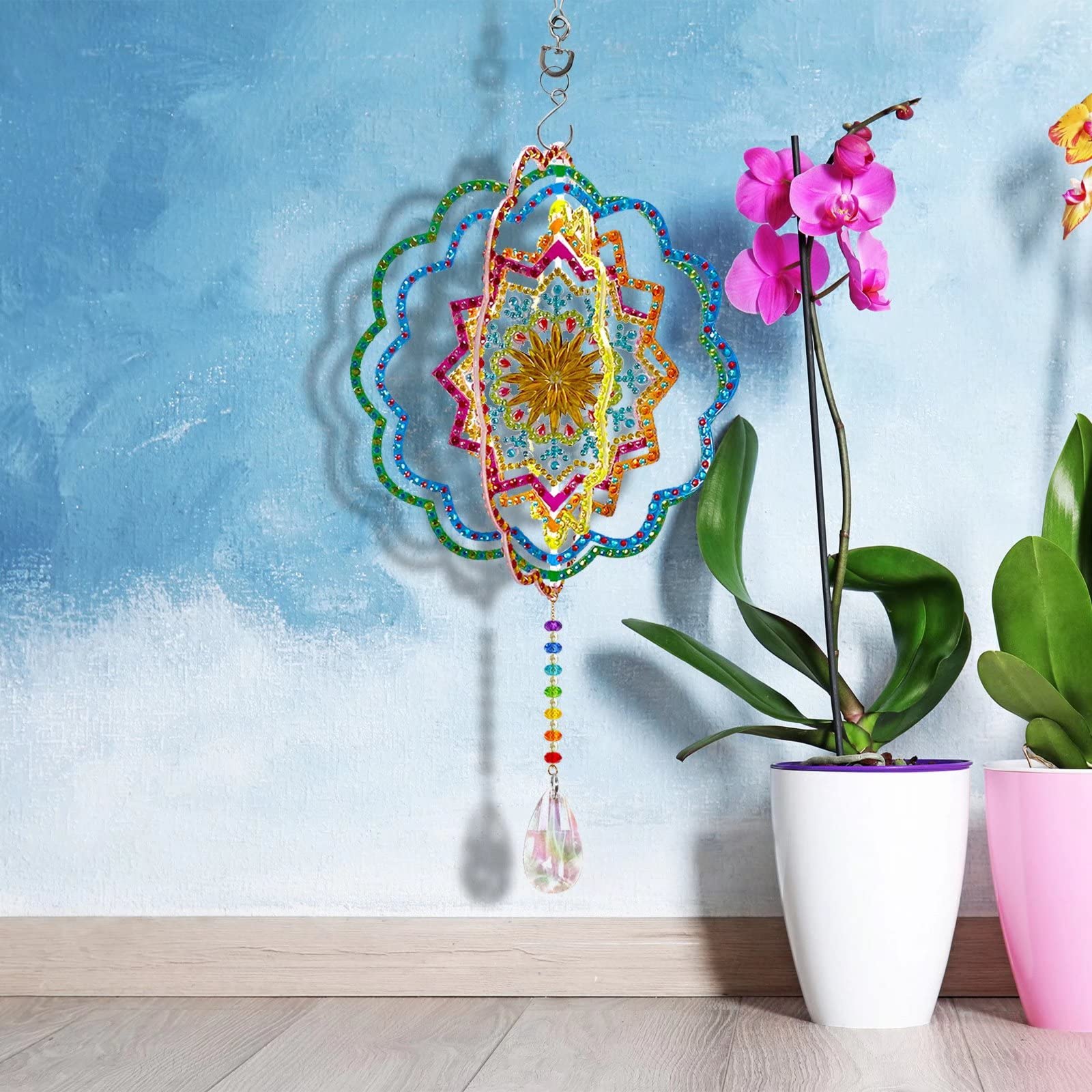 5D DIY Mandala Diamond Painting Kit - 3D Wind Chimes & Suncatcher for Adults & Kids - Beginner-Friendly Rhinestone Art Craft for Home, Garden, Wall, Window Decor - Relaxing Creative Activity & Unique Gift Idea
