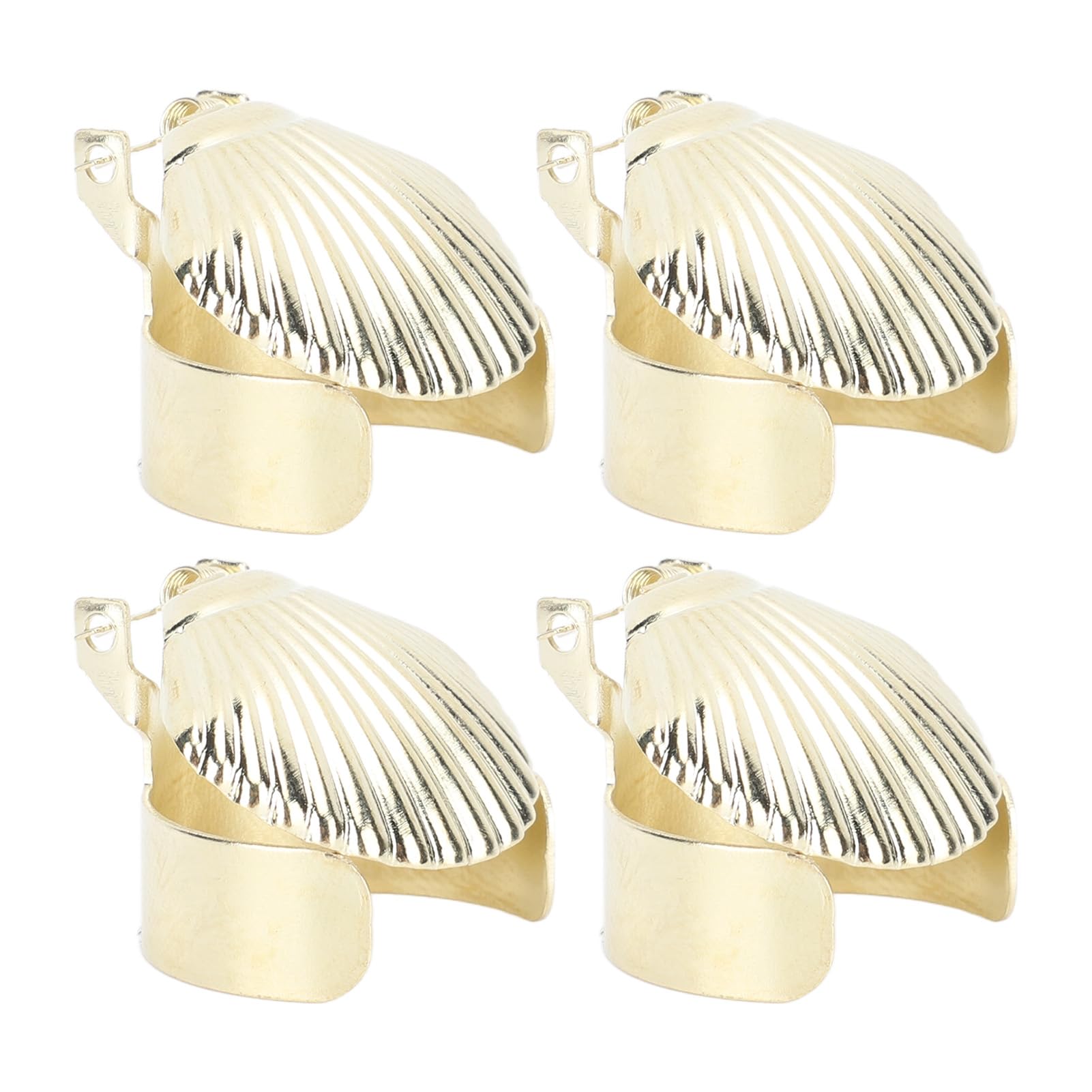 4-Piece Gold Metal Candle Snuffer Set - Automatic Candle Extinguisher with Decorative Shell Pattern for Home, Church & Wedding Decor - Safe Candle Stopper for Fire Prevention & Aromatherapy