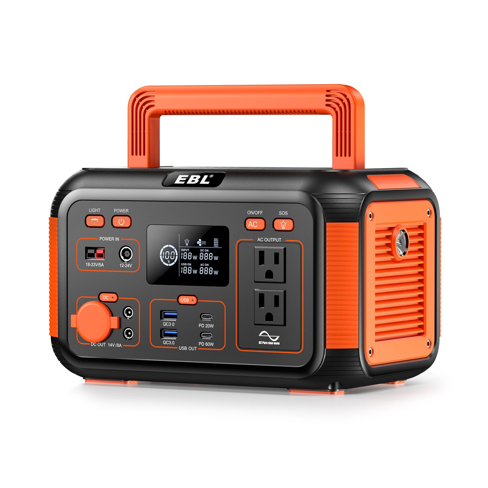 EBL 300W Portable Power Station (Peak 600W) with 269.36Wh Lithium Battery - Solar Generator for Camping, RV, Outdoor Adventures & Home Emergency Backup Power
