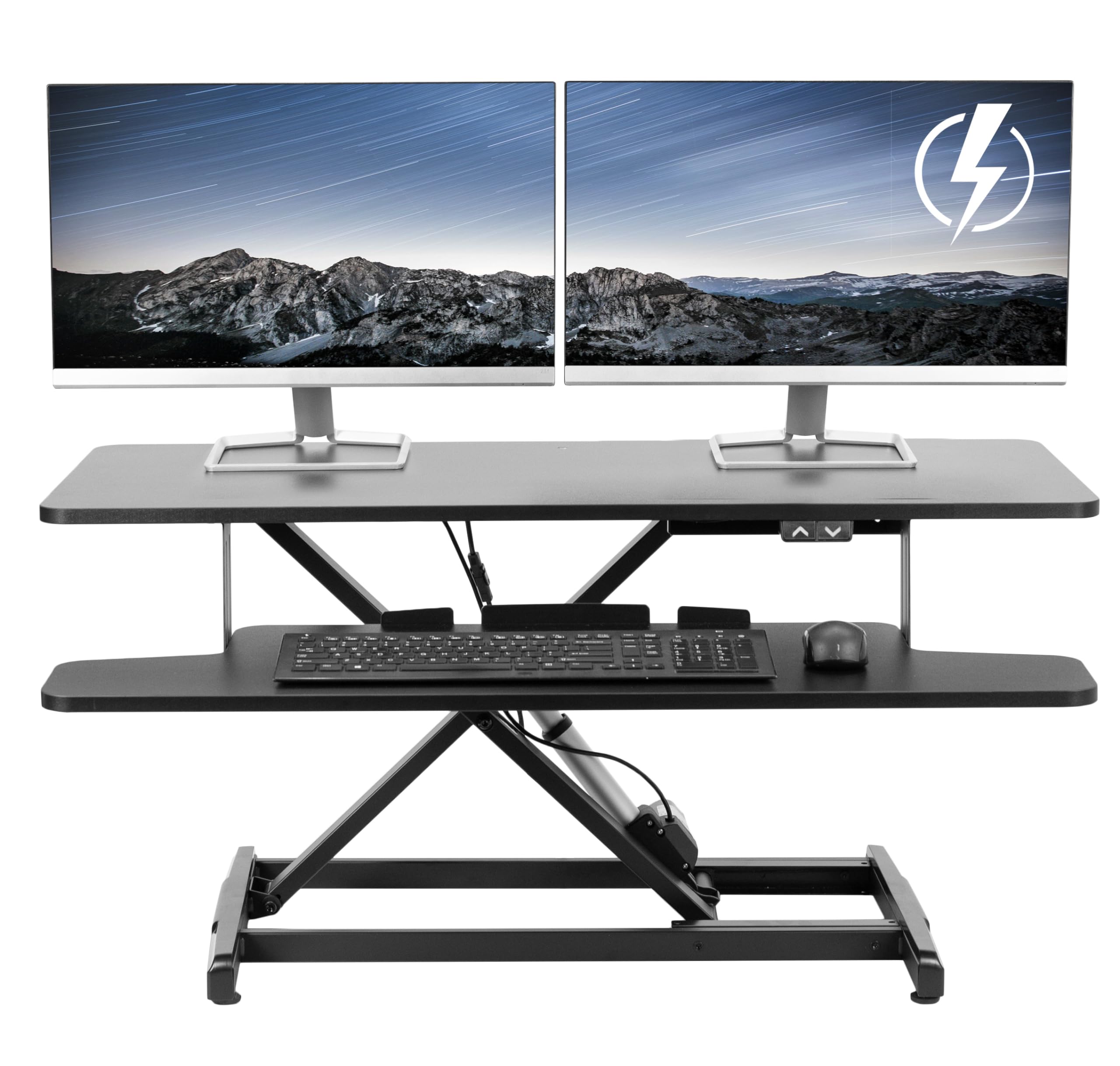 VIVO 36 Inch Electric Height Adjustable Standing Desk Converter - Sit Stand Dual Monitor & Laptop Workstation with Wide Keyboard Tray, Black (DESK-VE36B) - Perfect for Home Office, Gaming Setup & Ergonomic Workspace