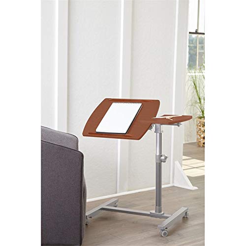 Adjustable Height Reading Table - Solid MDF & Steel Construction in Cherry Finish for Home Office, Study, or Library Use