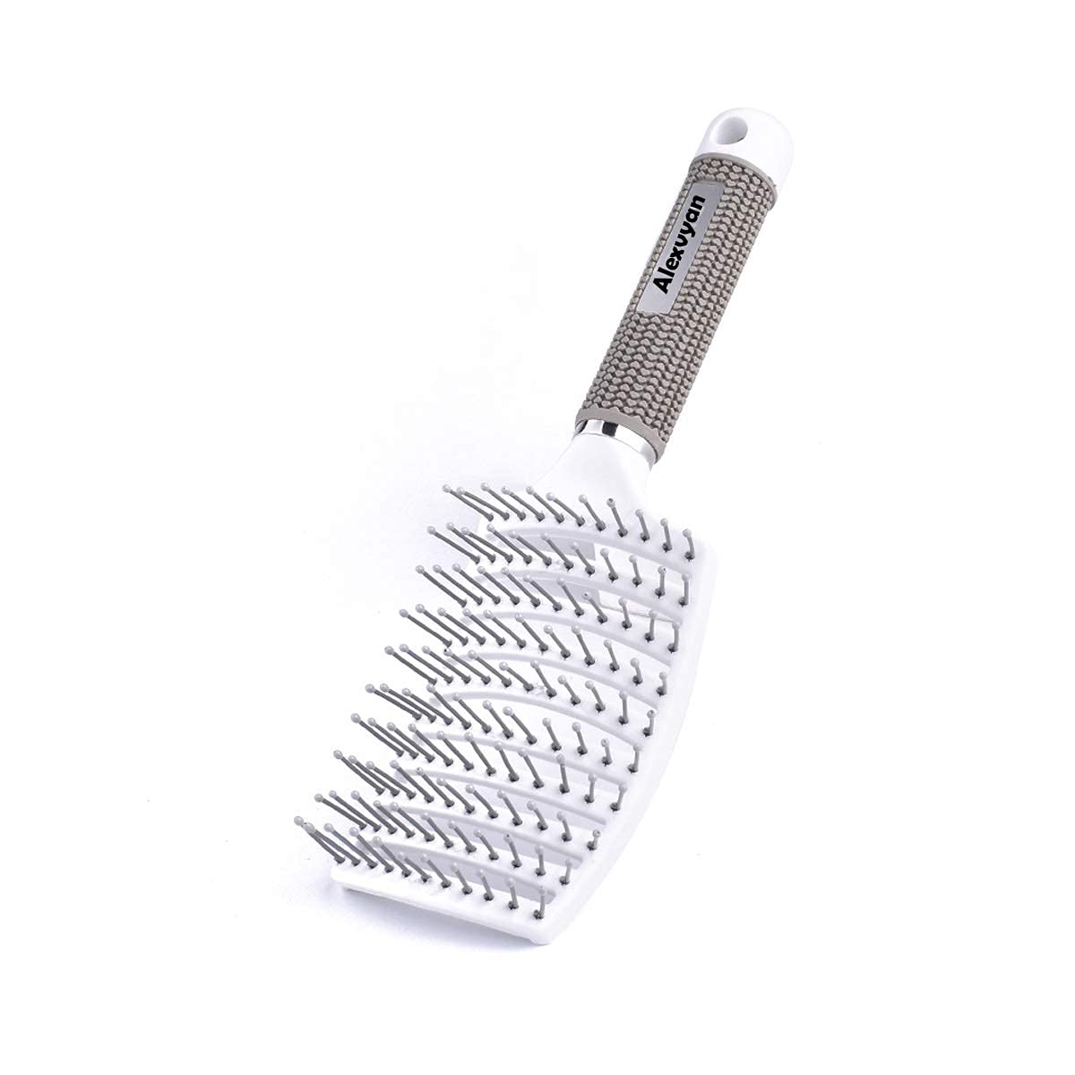Frackson Hair Scalp Massage Comb - Nylon Bristle Detangling Hair Brush for Women - Wet & Curly Hair Care - Salon Styling Tool (White) - Perfect for Home Use, Travel & Professional Hairdressing