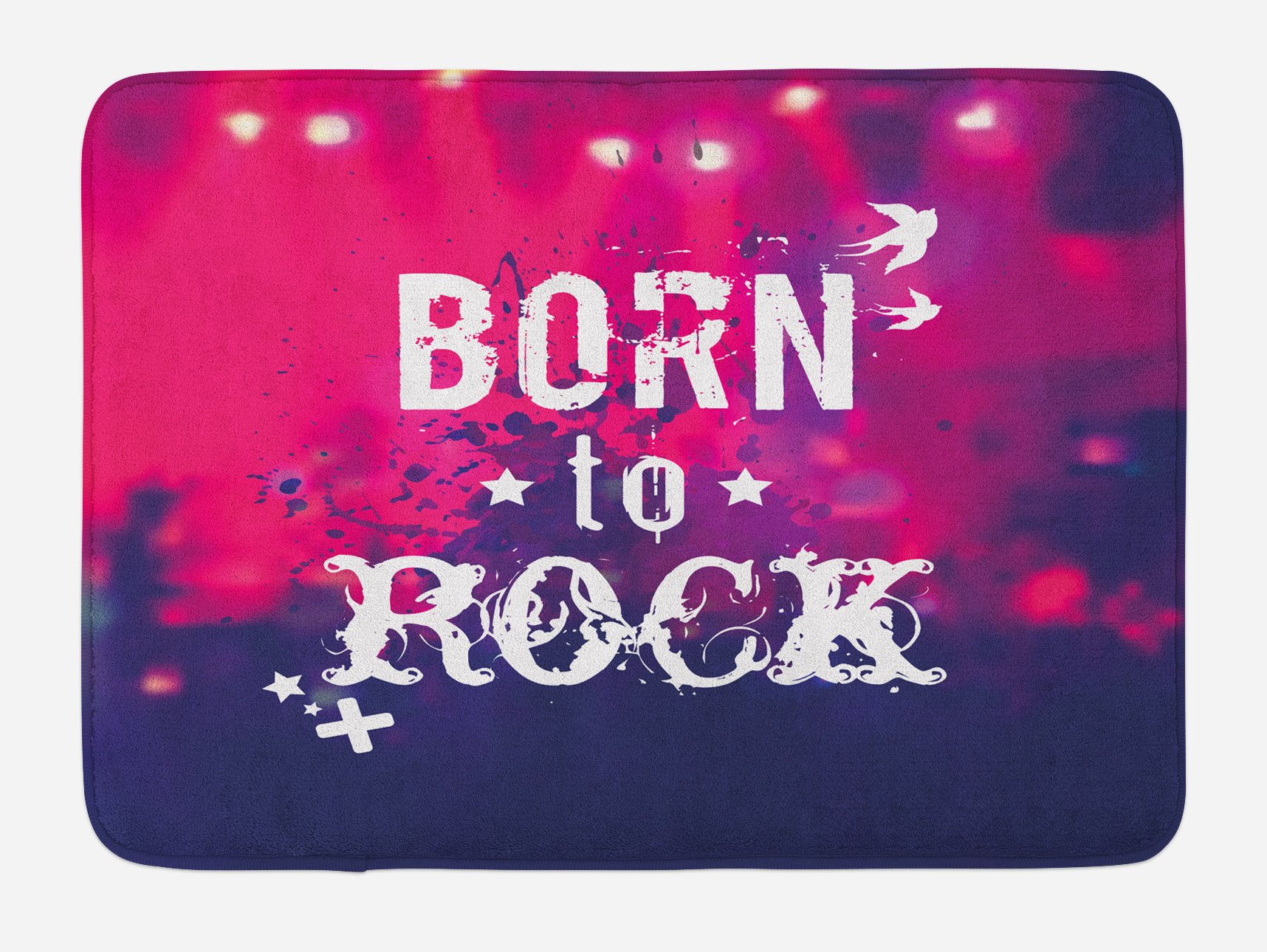 Ambesonne Popstar Party Bath Mat - Non-Slip Plush Bathroom Rug with Blurred Rock Concert Stage & Crowd Print, 30.2 x 20 Inches, Pink & Purple - Perfect for Music Lovers' Bathroom Decor & Gift