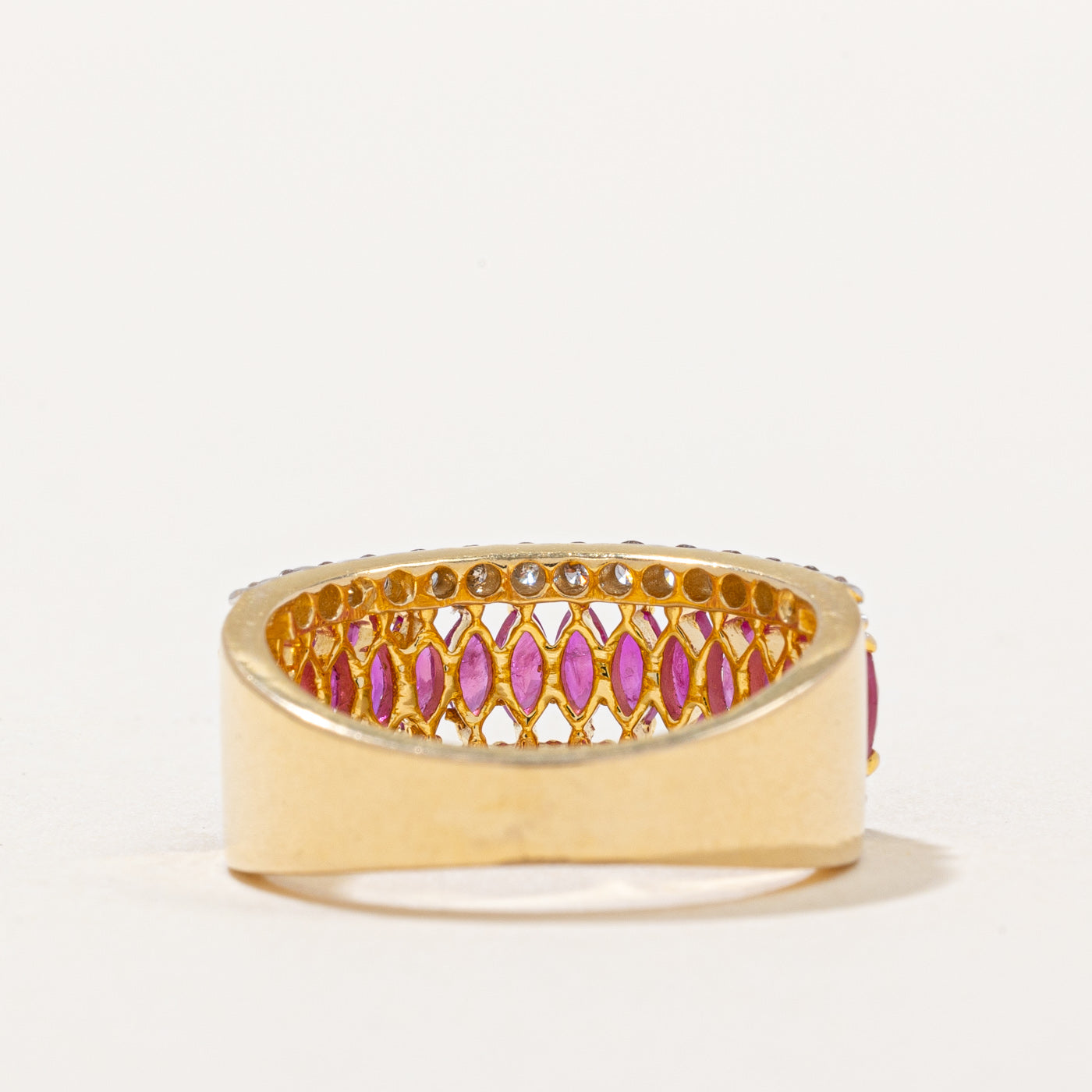 Exquisite Ruby and Diamond Cocktail Ring - 0.70ctw Ruby & 0.50ctw Diamond - Size 5.75 - Elegant Statement Jewelry for Evening Parties, Weddings & Special Occasions