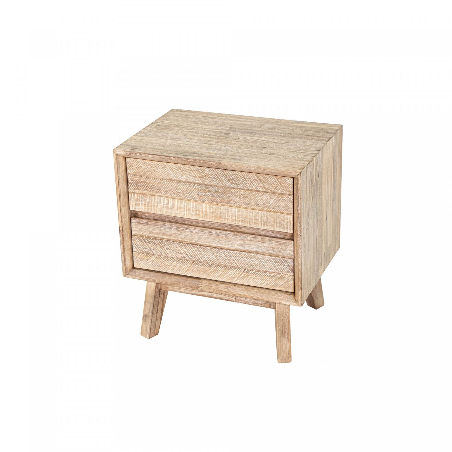 Abenra 2-Drawer Nightstand with Light Driftwood Finish - Modern Bedside Table for Bedroom, Living Room & Guest Room